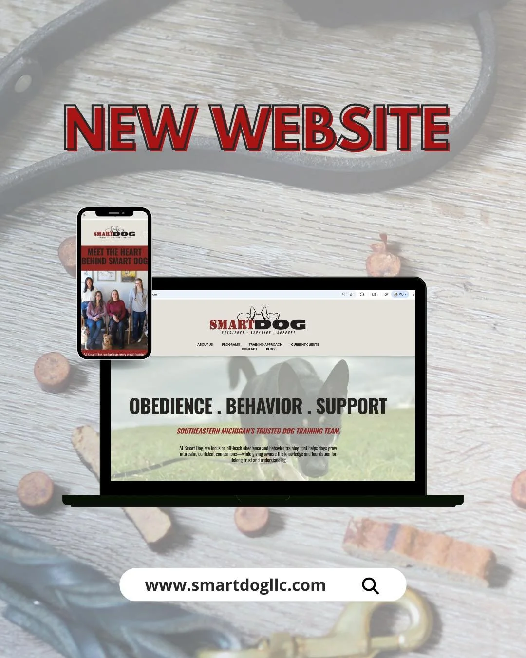 Smart Dog has a new website! 🦴
We&rsquo;re proud to introduce our refreshed website &mdash; same trusted service, now with a modern, streamlined digital experience designed with our pack in mind.

You&rsquo;ll find updated program info, pack perks, 