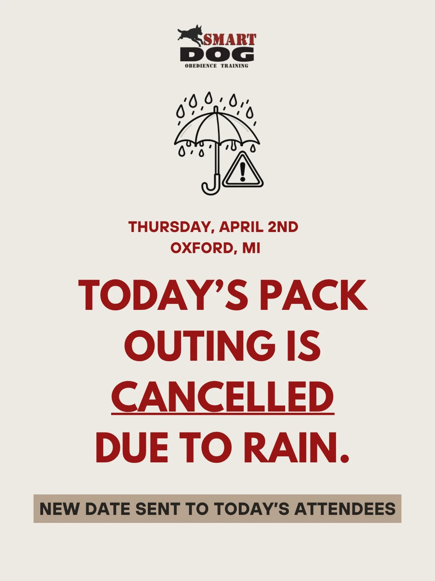 SDO Pack!

Due to inclement weather, today&rsquo;s pack outing has been rescheduled. 

An email has been sent to today&rsquo;s attendees with a rain date of 4/16&ndash;please respond to that email to let us know if you&rsquo;re able to make it.

Than