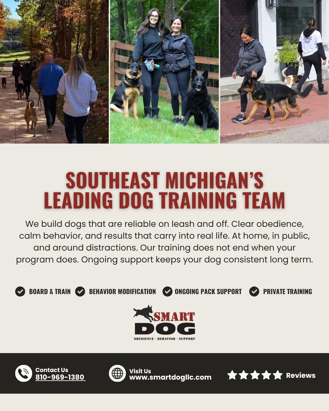 If you are dealing with pulling on walks, not listening, or a dog that feels unpredictable, you are not alone. Most owners just have not been shown how to build clear, consistent behavior that actually holds up in real life.

At Smart Dog, we train d