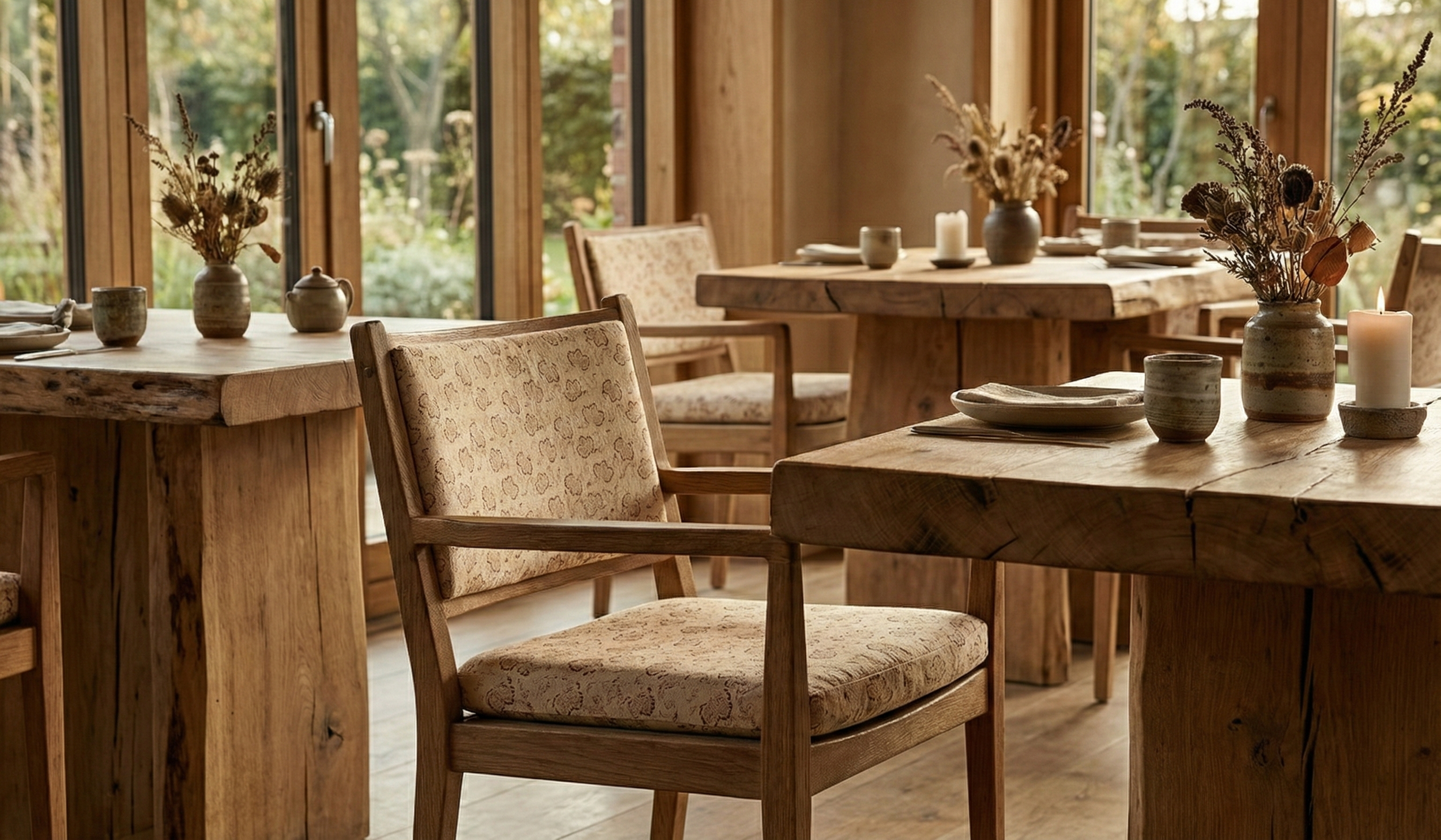 Bespoke chair upholstered in Kiri Hay small-scale leaf print; a "hero fabric" that anchors layered, collected rooms by high-end interior designers.