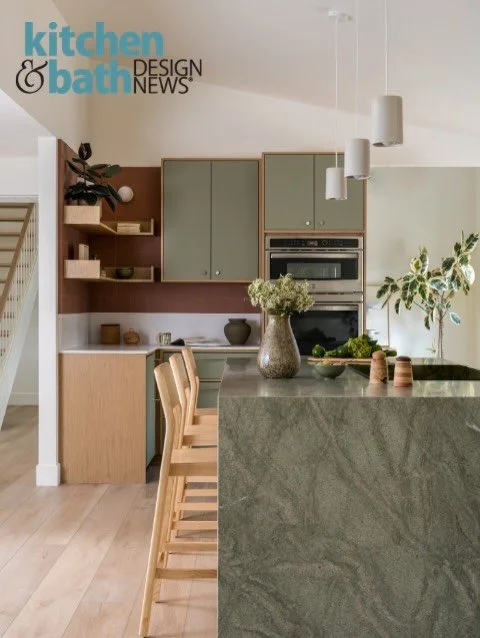 Some recent love for our Tule Court kitchen renovation! @kitchenandbathdesignnews featured this kitchen in discussion about countertop materials- specifically, the honed, green Costa Esmeralda that we love so much. More info in the article- link in b