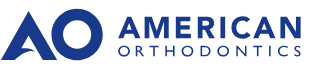 American Orthodontics logo with a blue uppercase 'AO' and the words 'American Orthodontics' beside it.