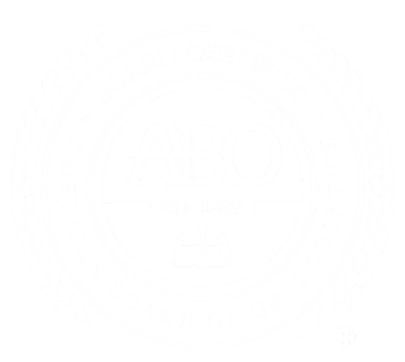 ABO certification logo with a circular design and laurel wreath border, indicating an accredited board of orthoptics.
