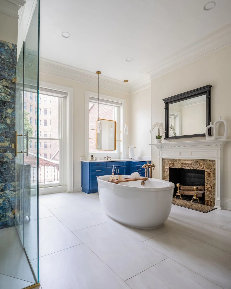 A tub like this deserves bubbles. Proof that self-care can be beautiful. Happy National Bubble Bath Day! #KDDesigns #CustomInteriors #BathroomDesign #InteriorDesigner #LivableLuxury #NationalBubbleBathDay #RelaxAndUnwind