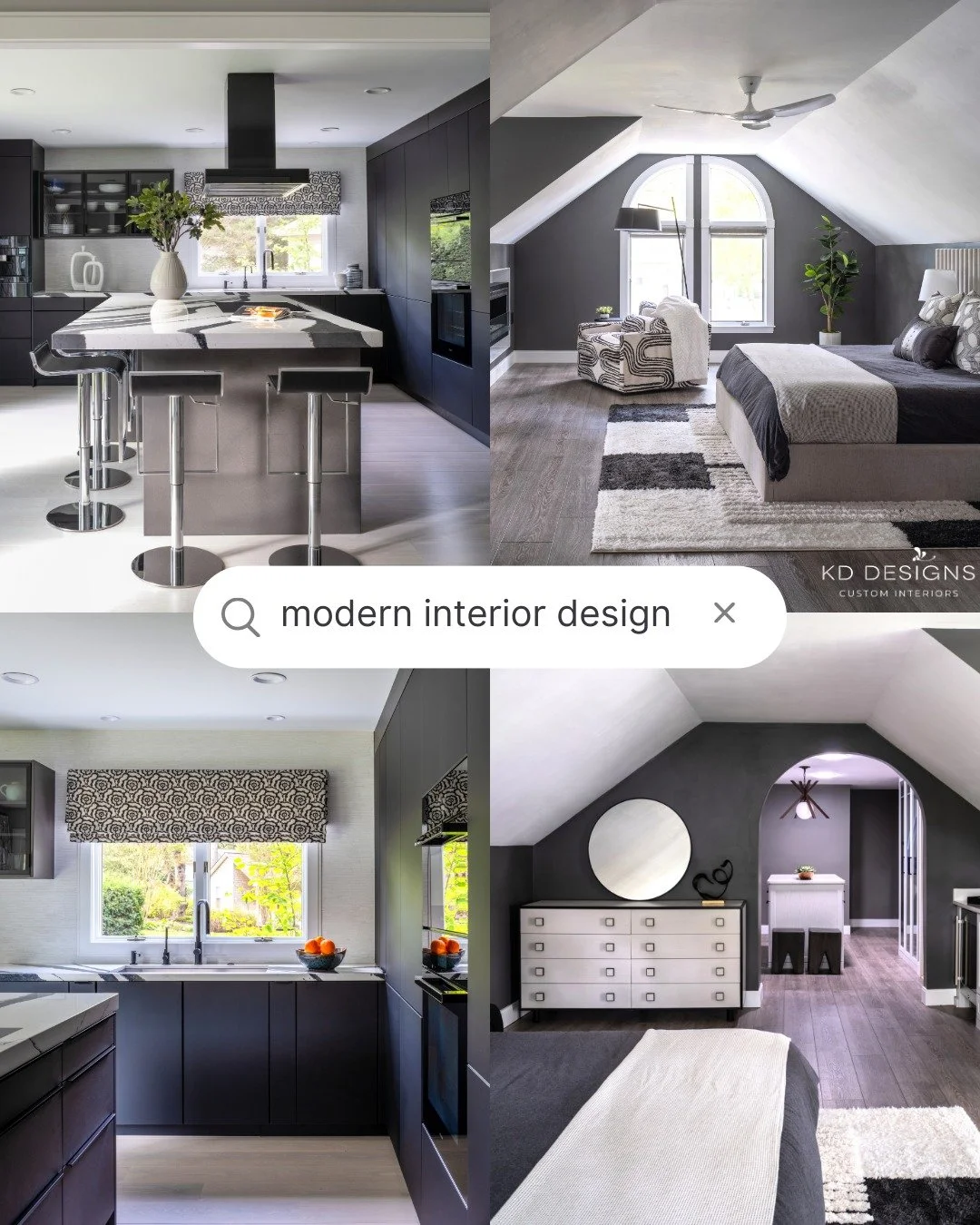 A modern space designed for real life&mdash;clean lines, cozy layers, and just the right amount of contrast. Stylish enough to make a statement, yet comfortable enough for our clients to truly live in. #KDDesigns #CustomInteriors #CustomFurnishings #