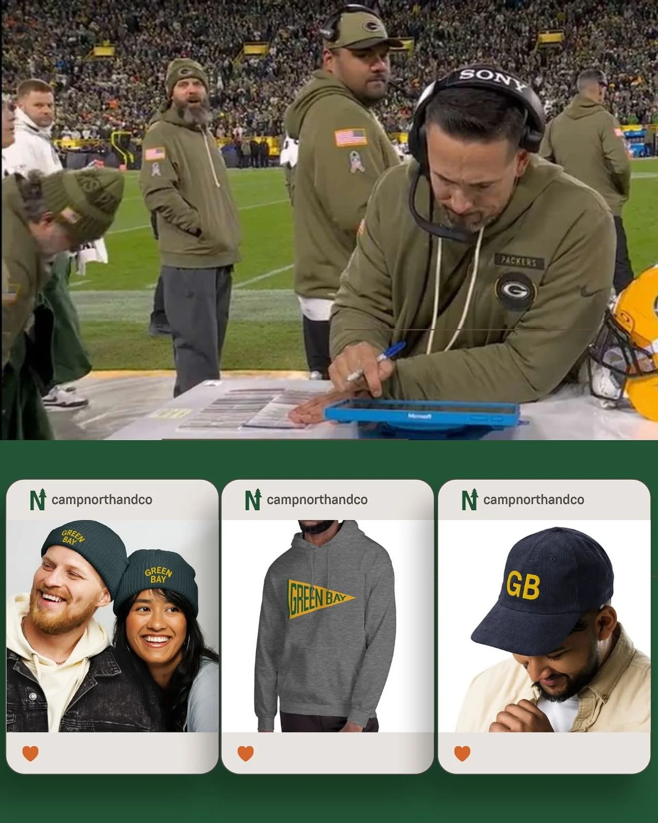 (He went with all three.) 

#campnorthandco #greenbay #packers #gopackgo #wisconsin #shoplocal #mattlafleur #football #nfl