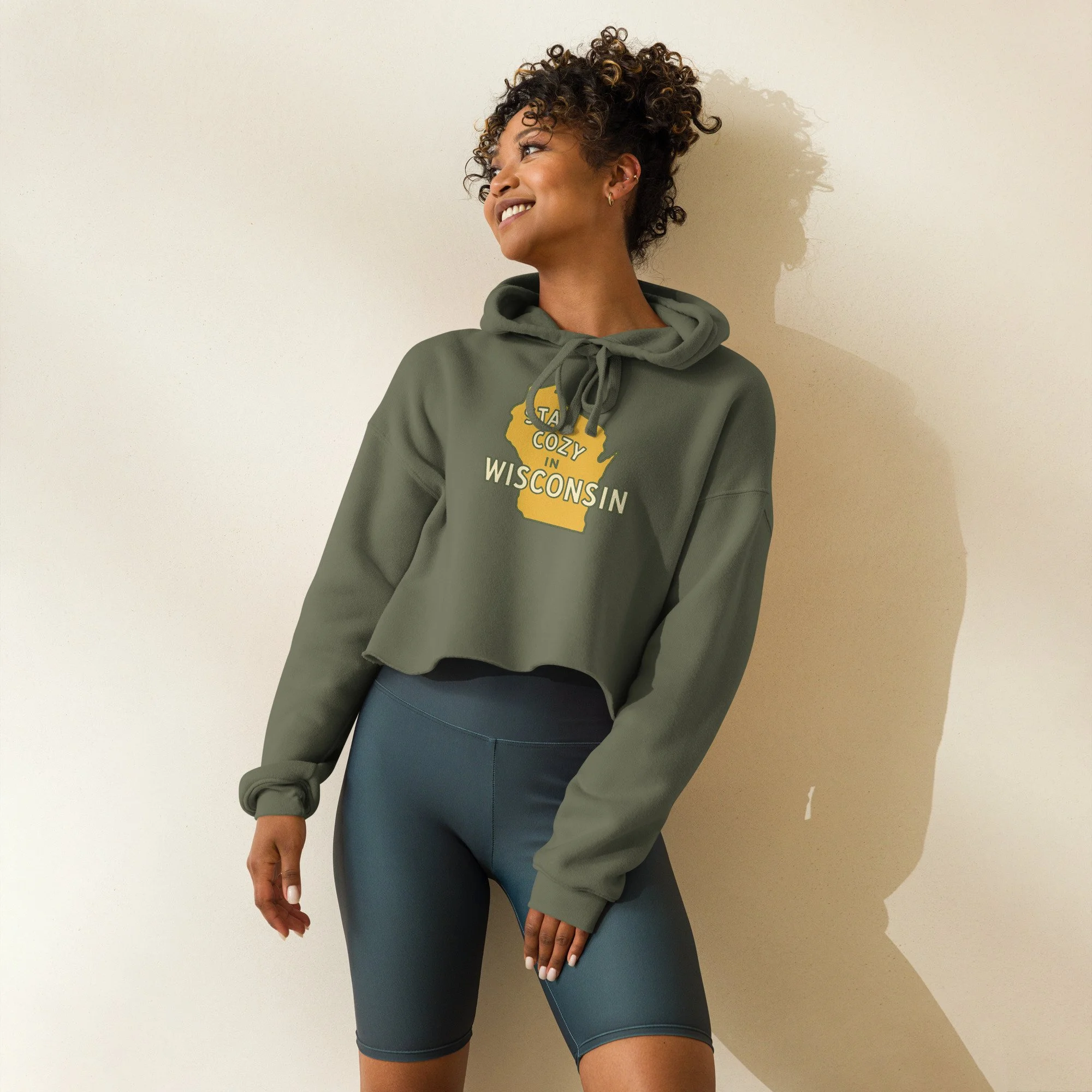 Women's Stay Cozy in Wisconsin Cropped Hoodie