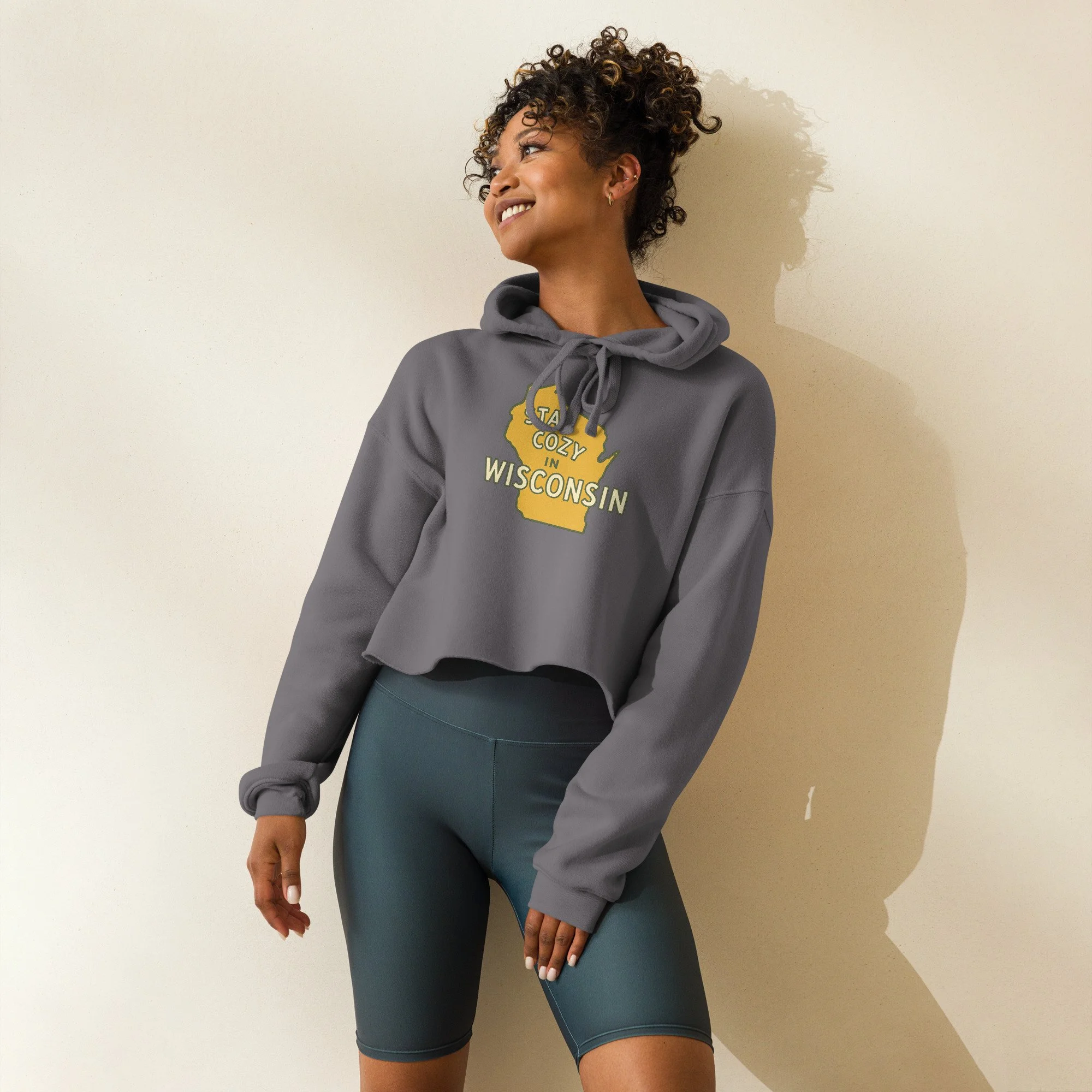 Women's Stay Cozy in Wisconsin Cropped Hoodie