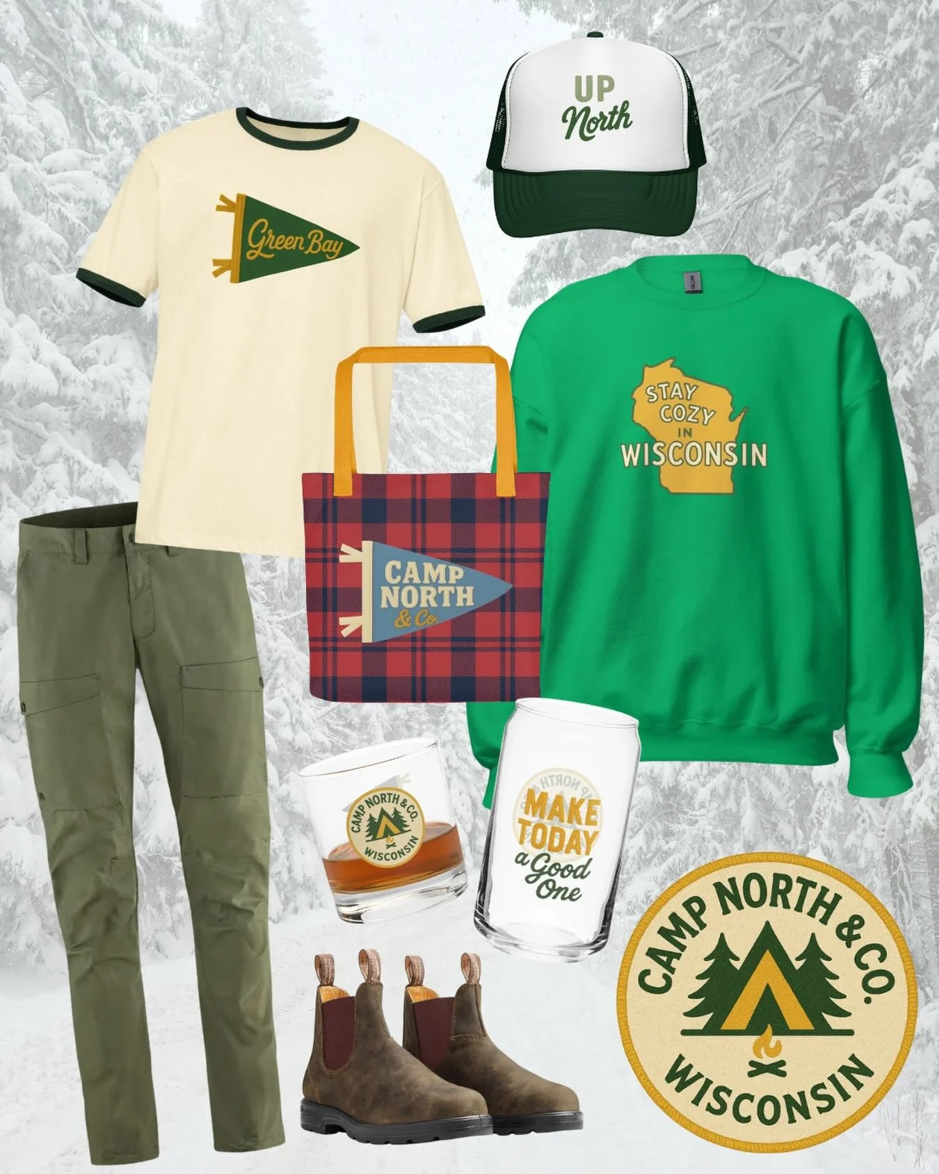 Weekend layers, Camp North style ❄️

A cozy crew, a classic Green Bay tee, an Up North hat, drinkware, and a plaid tote to carry it all.

New winter pieces are waiting for you at campnorthandco.com. 

Stay Cozy 🏕️

#campnorthandco #staycozy #midwest