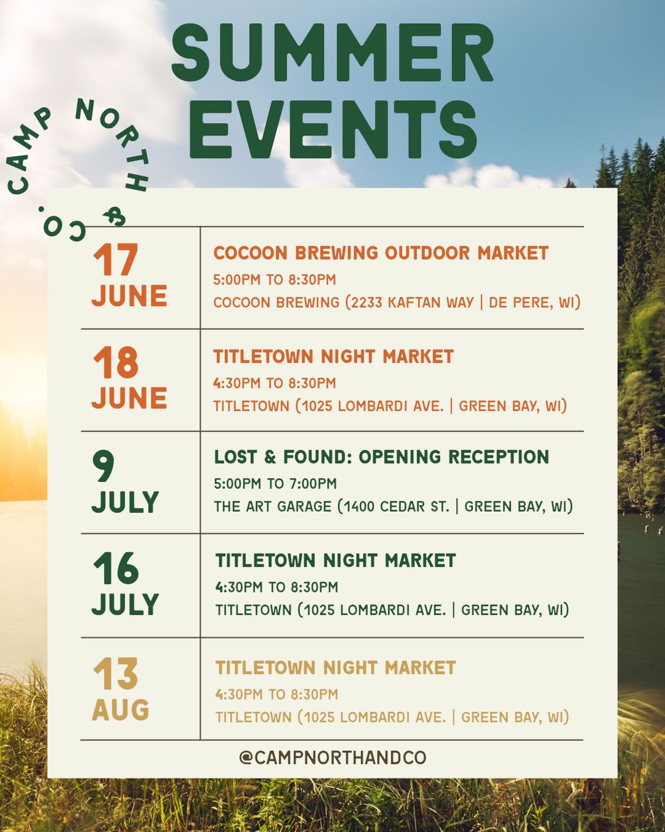 Since Camp North doesn&rsquo;t have a storefront, summer markets and events are the best place to see the ceramics, try on the apparel, and say hello in person.

Hope to see you around the campfire this summer. 

Stay Cozy 🏕️

#campnorthandco #green