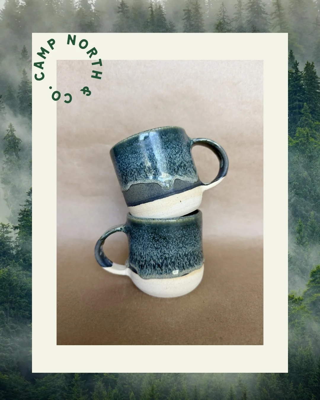 Two new mugs have arrived: Mistwood and Cloudbreak.

One inspired by misty forests, the other by shifting skies and rugged shorelines.

Stay Cozy 🏕️

#campnorthandco #ceramics #handmadeinwisconsin #claylife #pottery