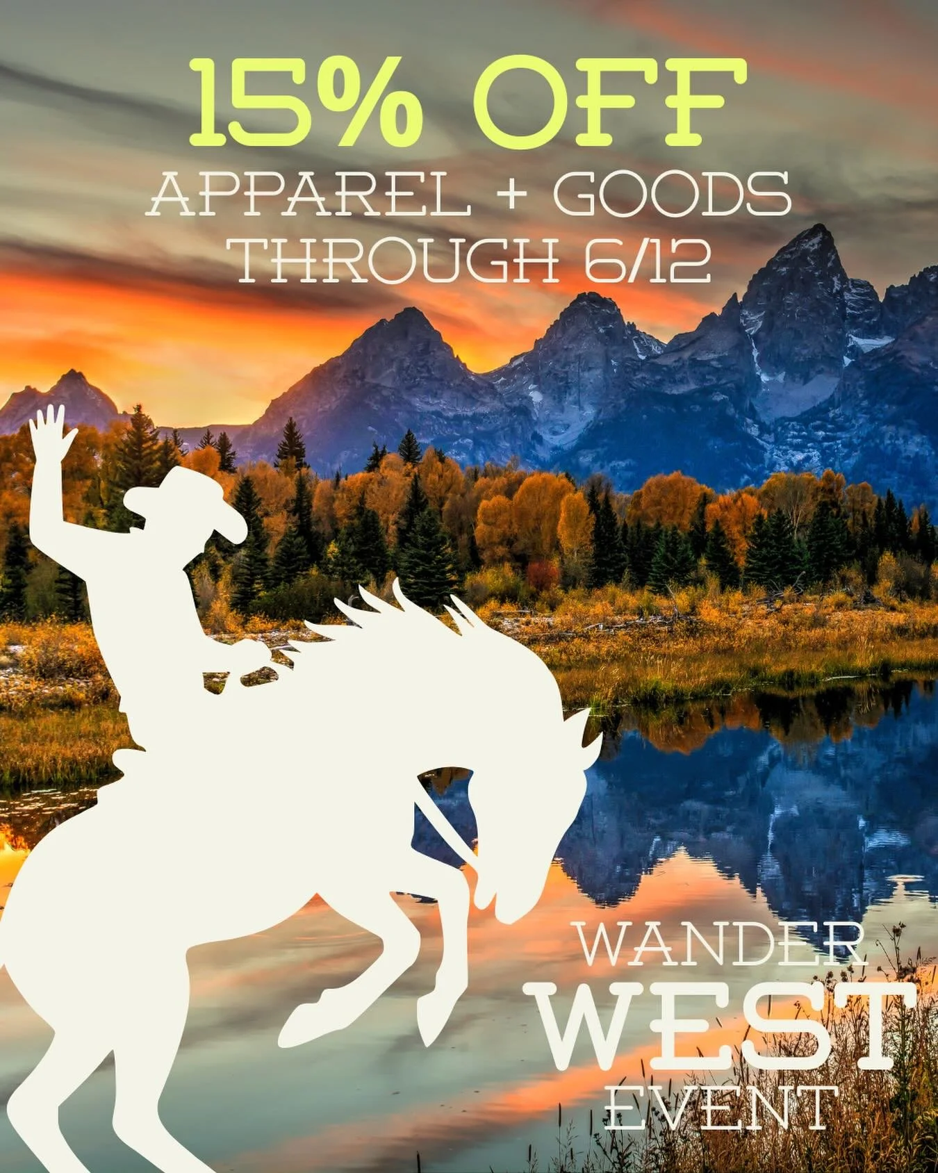 Camp North is heading west.

Over the next few days, I&rsquo;ll be exploring Grand Teton and Yellowstone National Parks. 

While I&rsquo;m away, enjoy 15% off apparel and camp goods through June 12 with code WANDER15.

Ceramics are excluded from this
