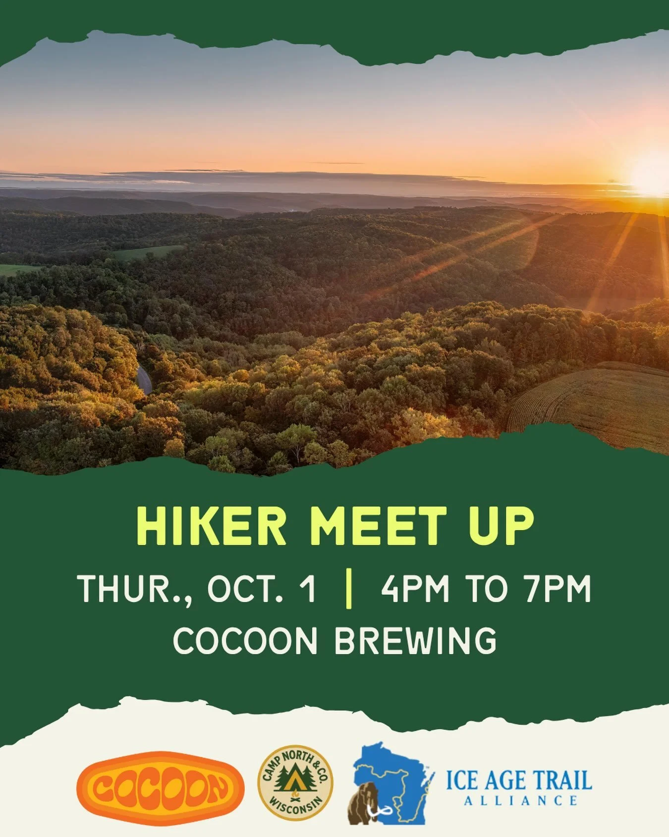 Join us at @cocoonbrewing for the official kickoff of the Mammoth Hike Challenge with the @iceagetrailorg 🥾🍻

Come talk trails, meet fellow hikers, grab Mammoth Hike Challenge gear (and bonus miles!), enjoy a pint, and shop Camp North apparel + sma