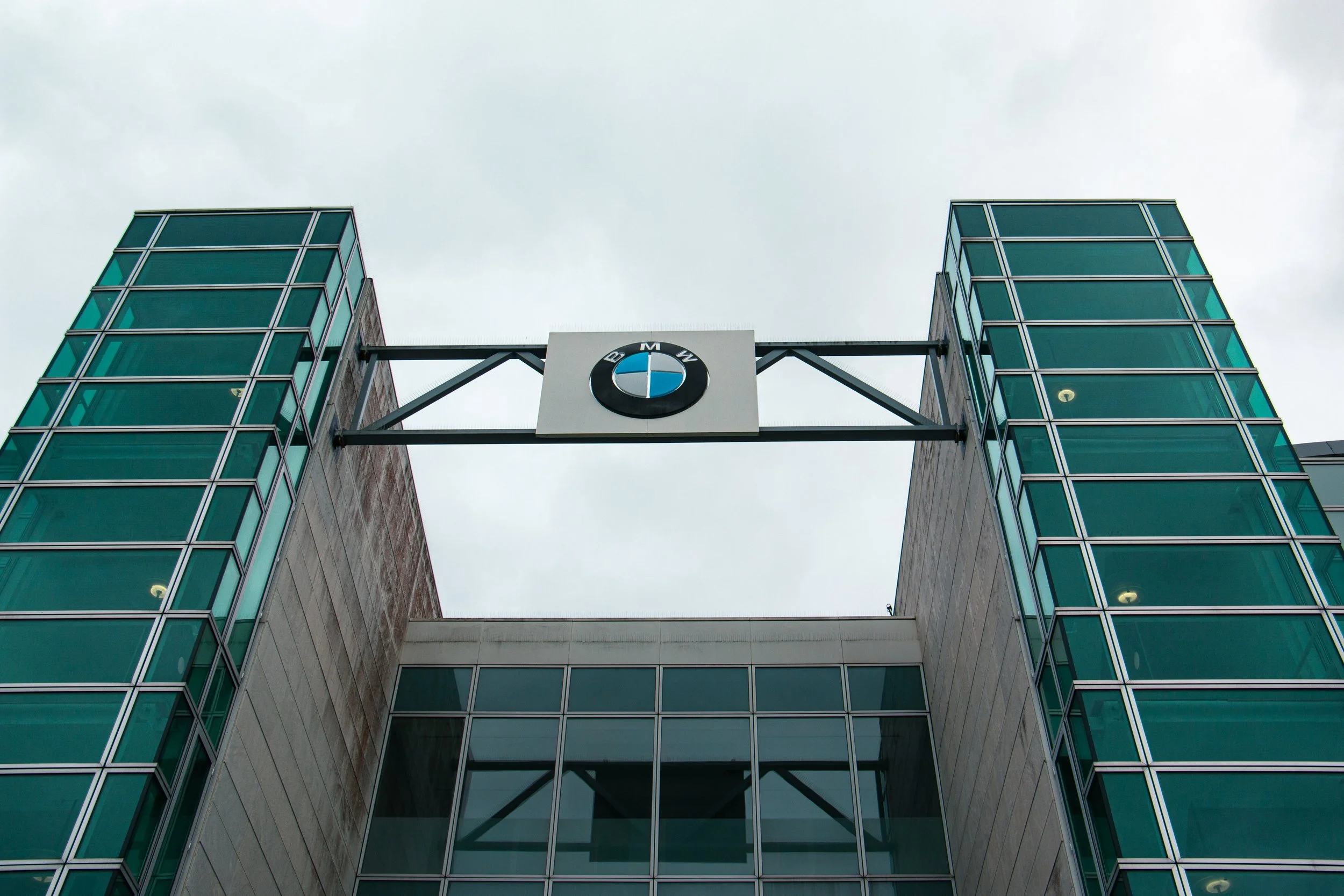 The BMW sign on the building