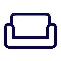 Outline of a sofa with armrests and backrest