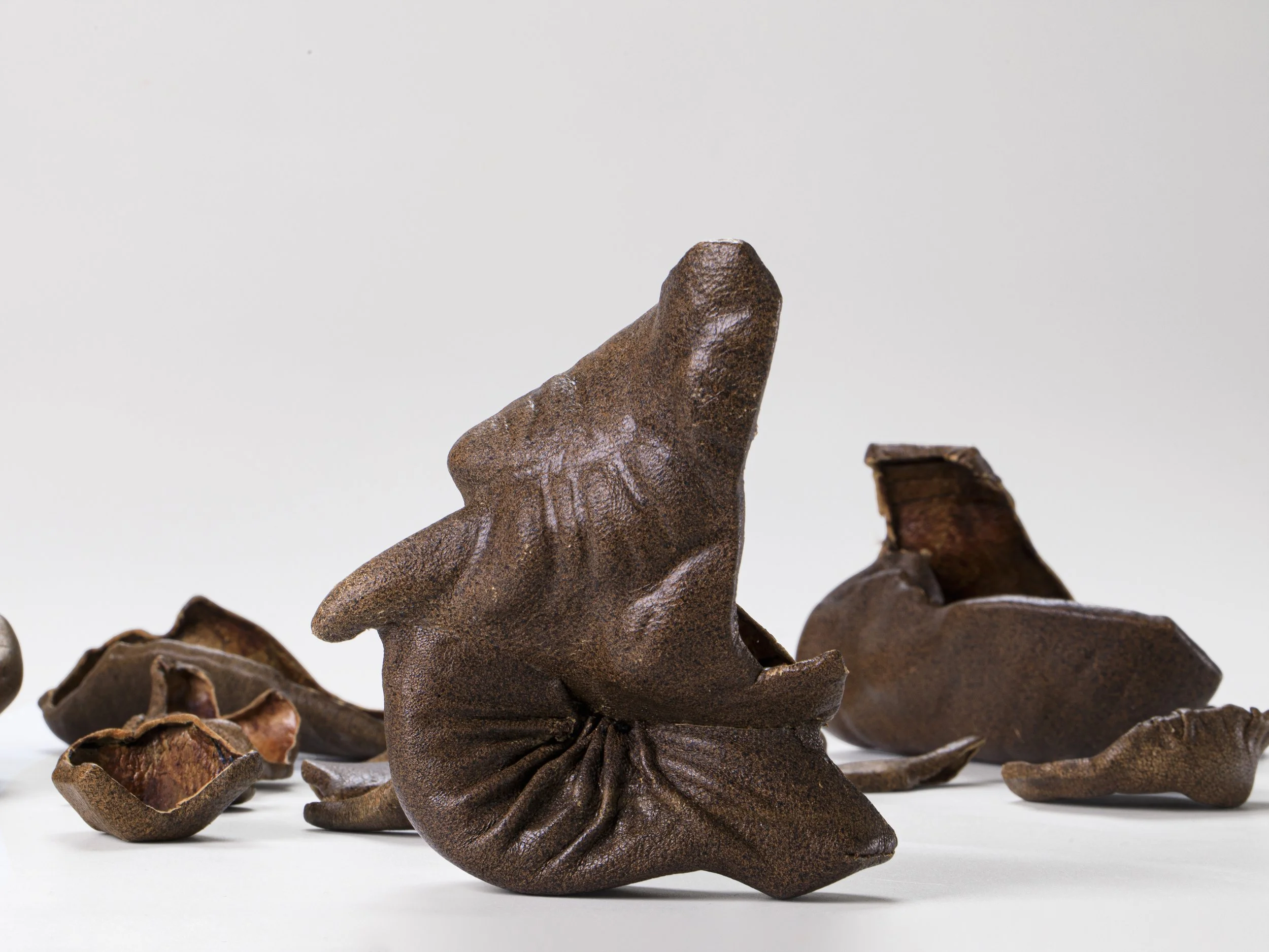 Letter to an Elephant (after Romain Gary) (detail), 2025, recycled leather, 20x16x4.5 cm