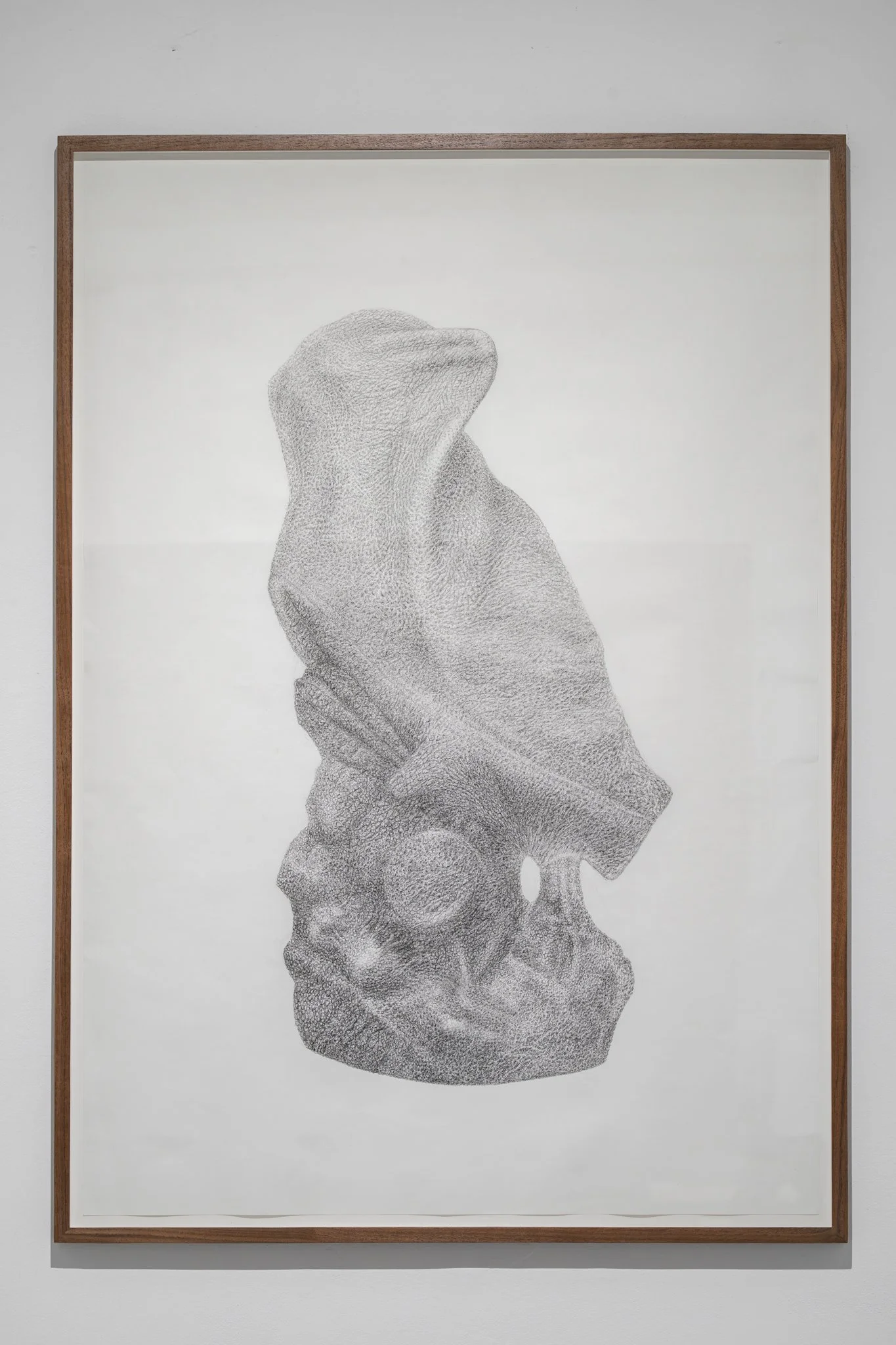 Porcelain Revival, 2024, charcoal on paper, 100x70 cm (framed in oak tree: 74.9x105 cm)