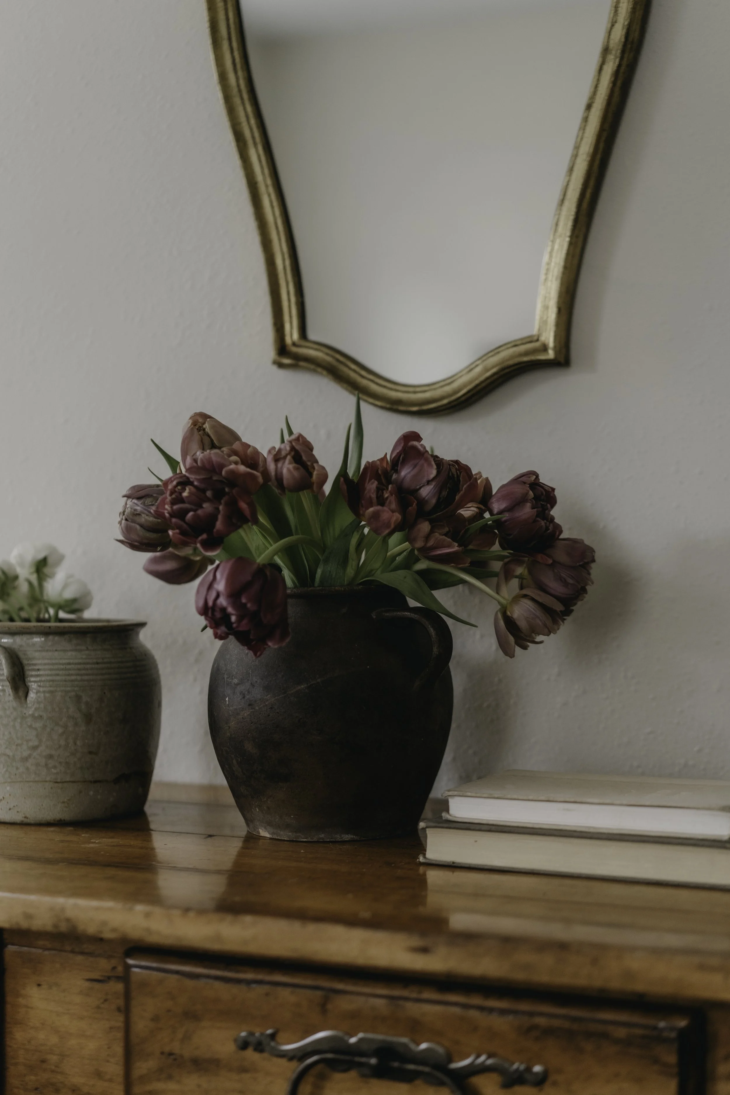 Antique French Rustic Stoneware Jug with Handles