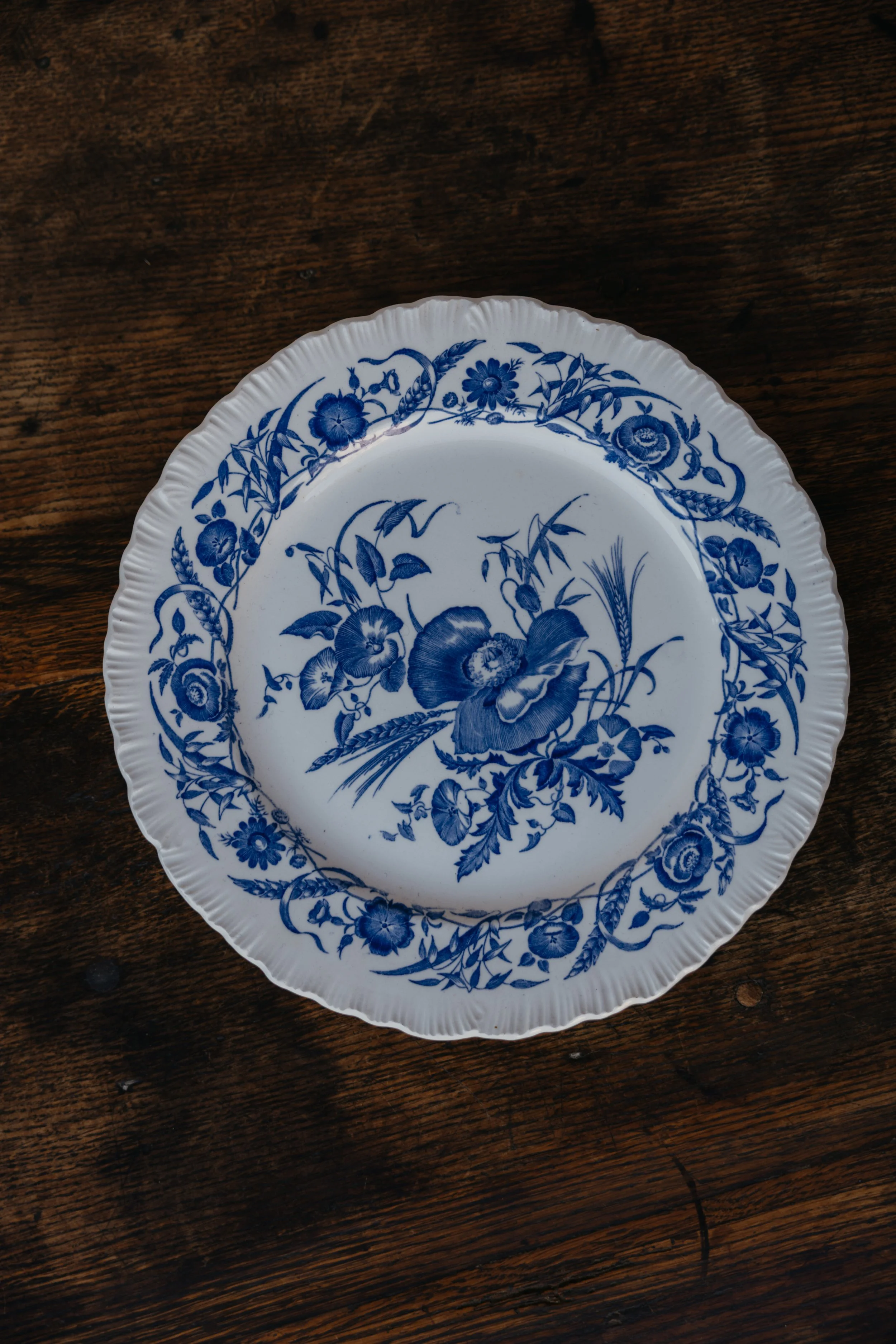Vintage Wedgwood Cornflower Blue Transferware Plate.