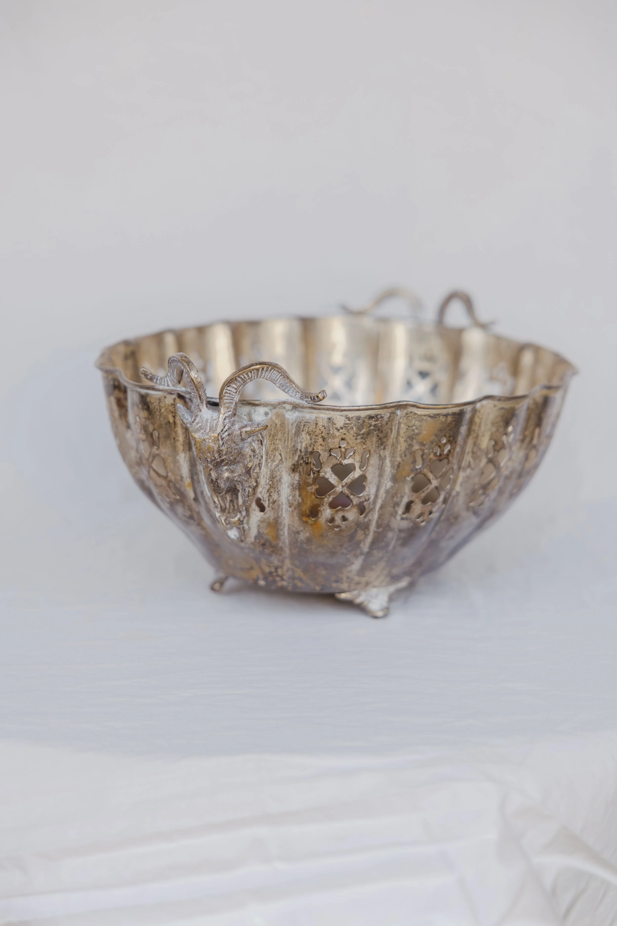 Vintage Silver Plated Ram Bowl