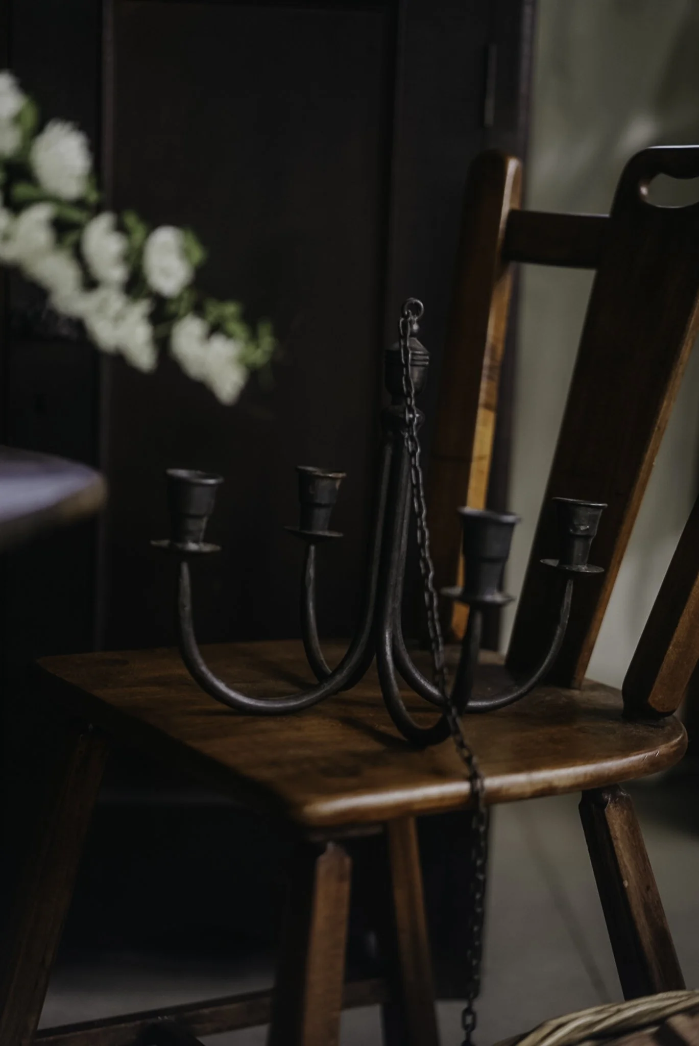 Folk Americana Wrought Iron Candelabra
