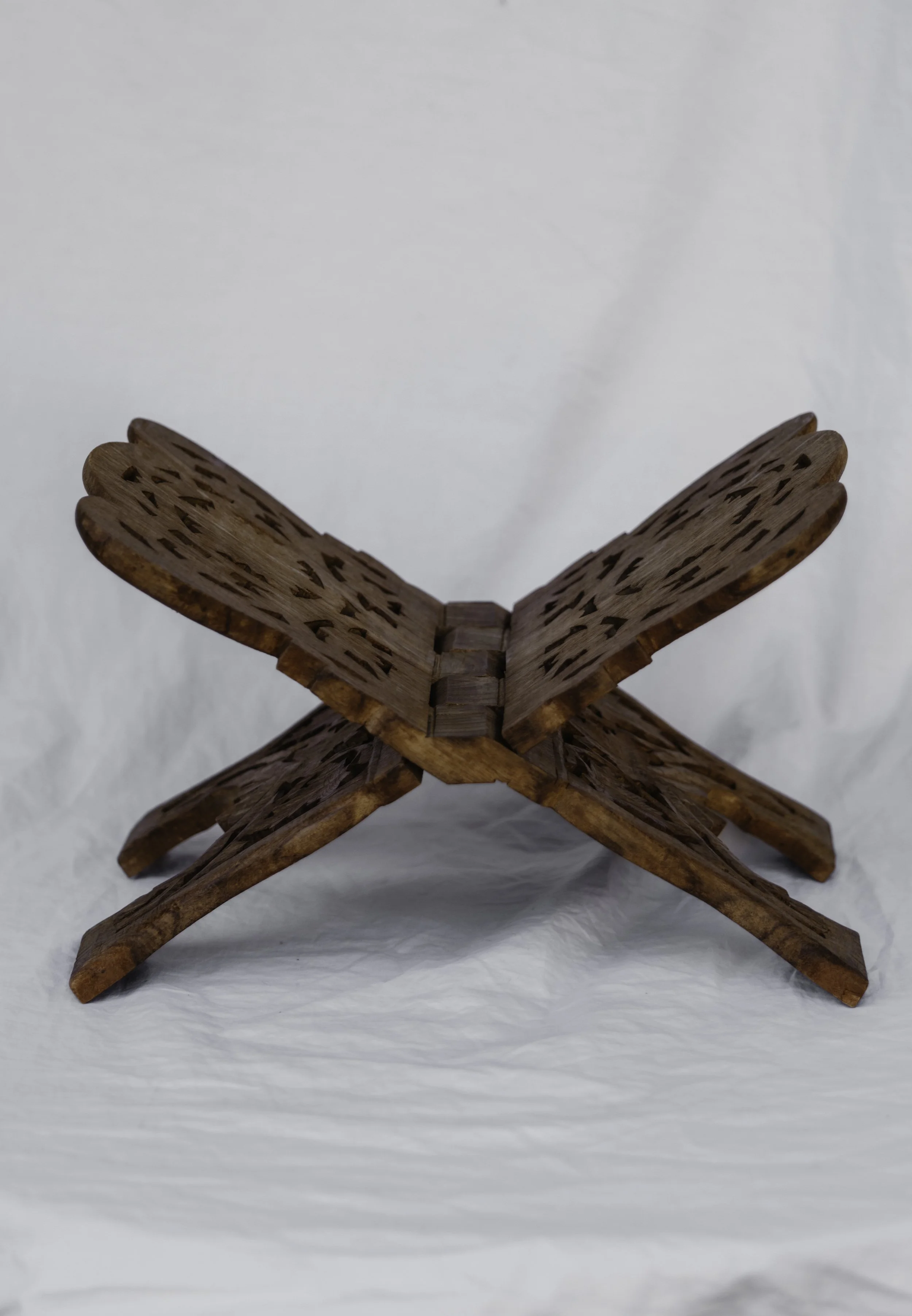 Vintage Hand Carved Folding Wooden Book Stand