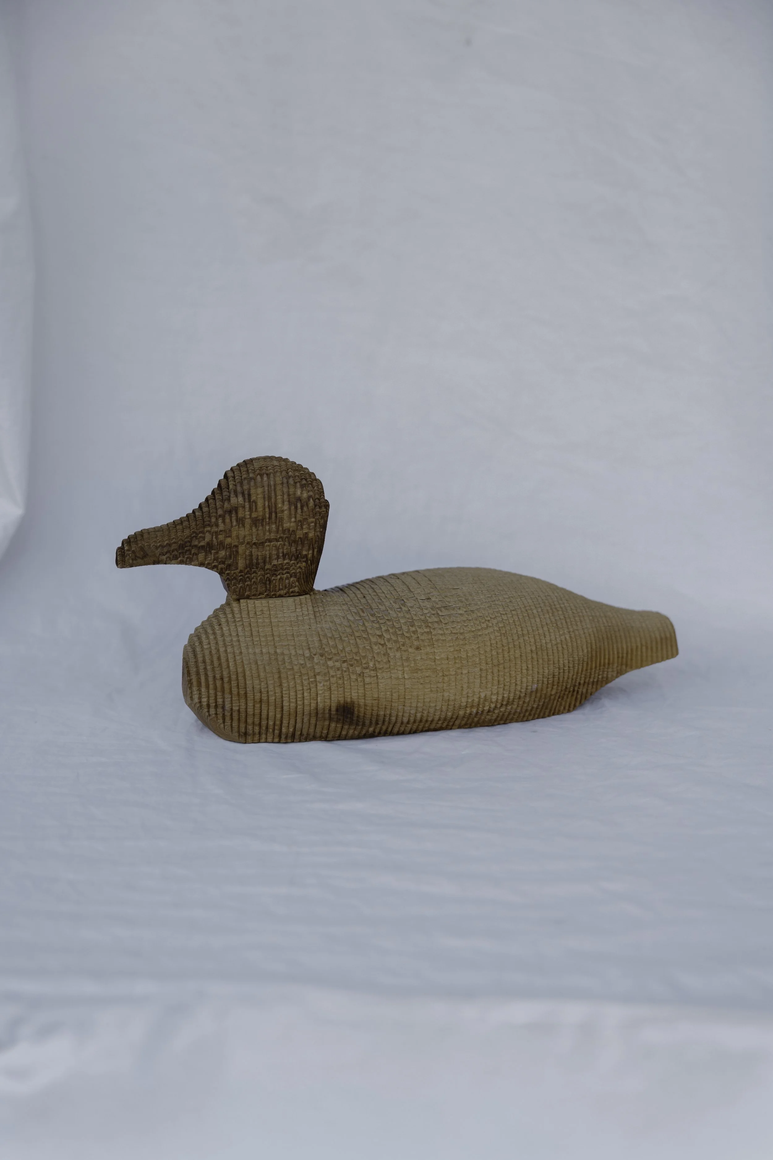 Vintage Textured Wooden Duck Decoy