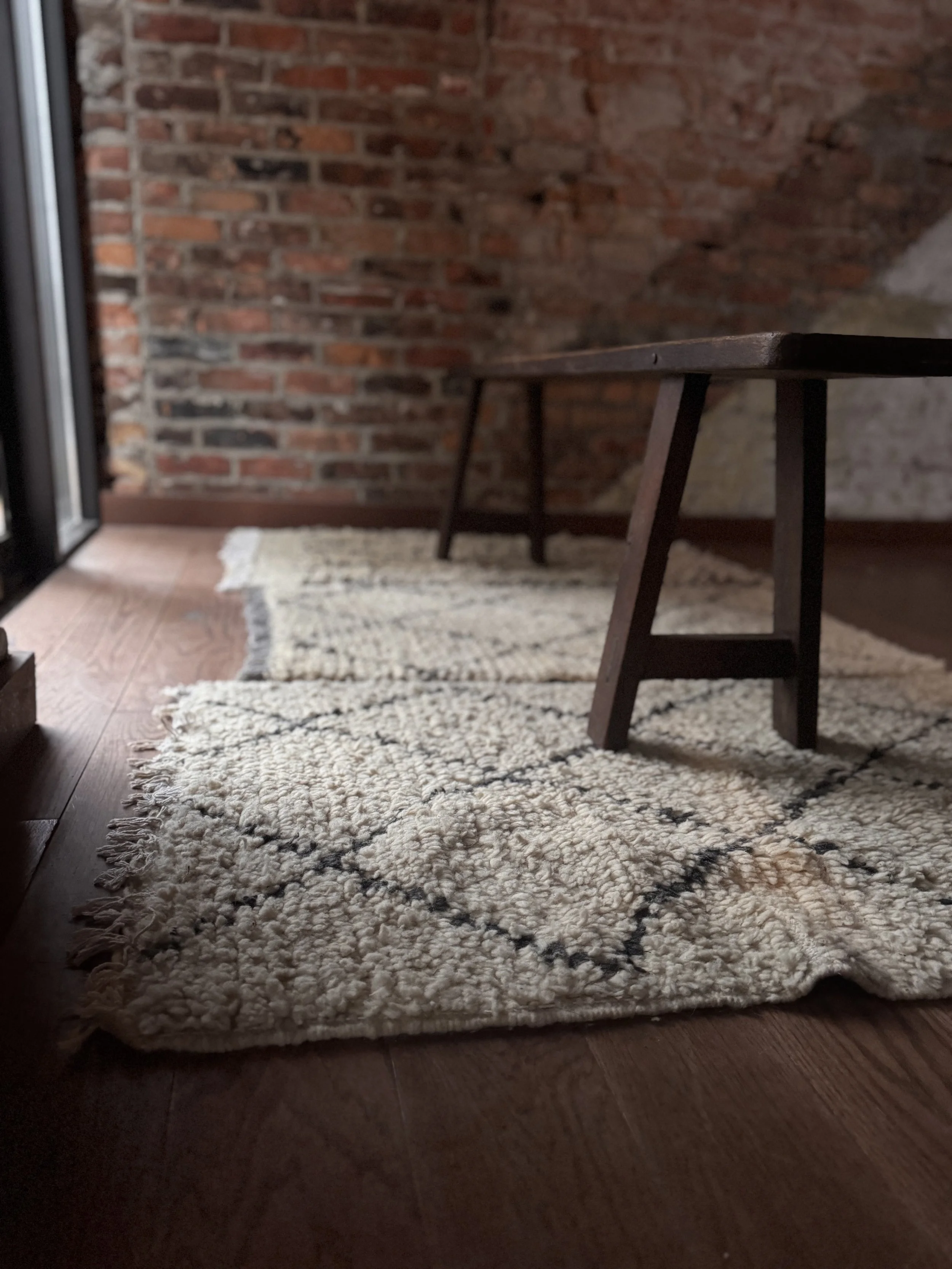 Moroccan Black and White Wool Rugs | Circa 2000s