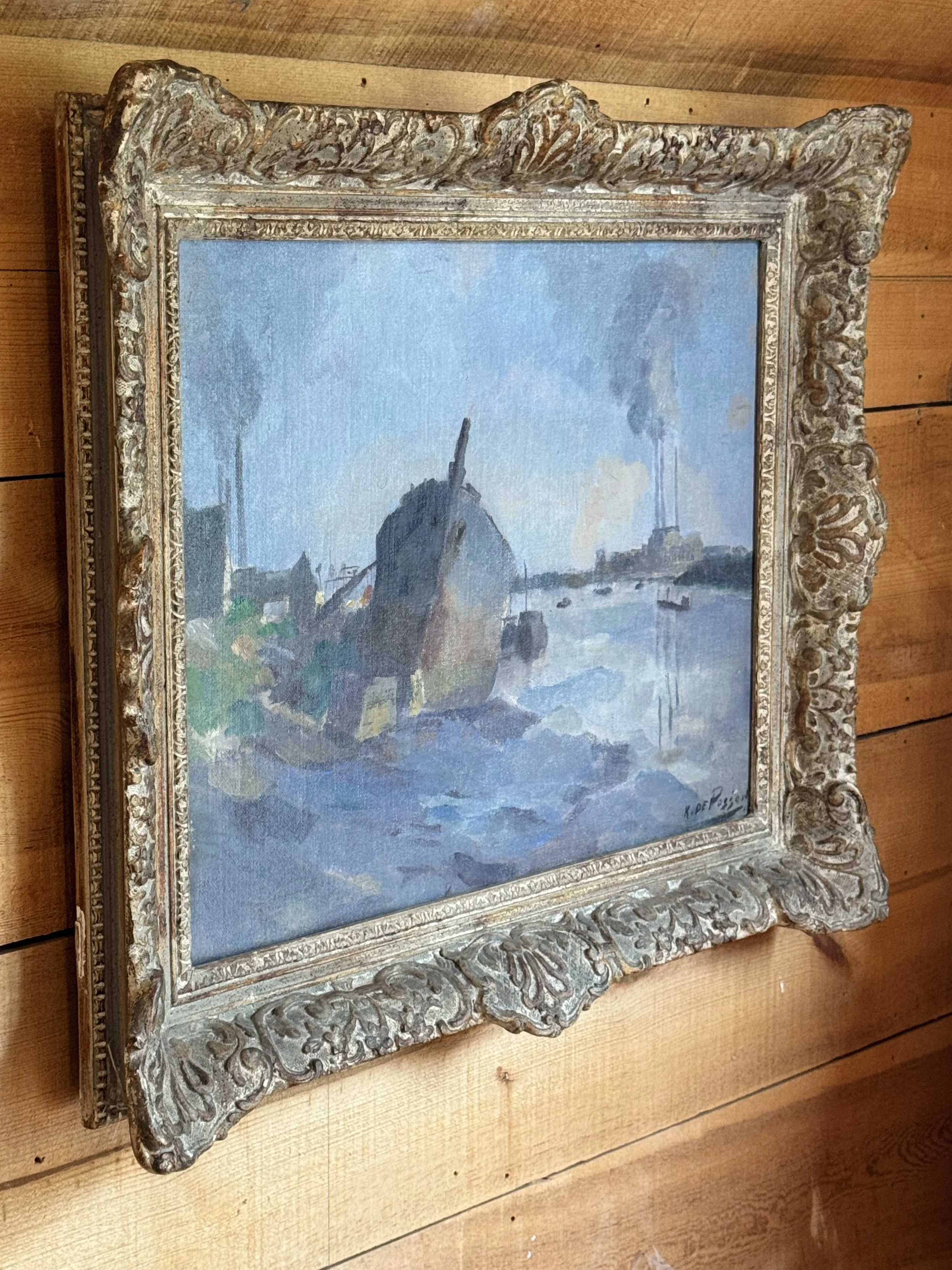 Antique Oil Painting Depicting a Grounded Ship, Signed by Artist, Gilt Frame | Circa 1880