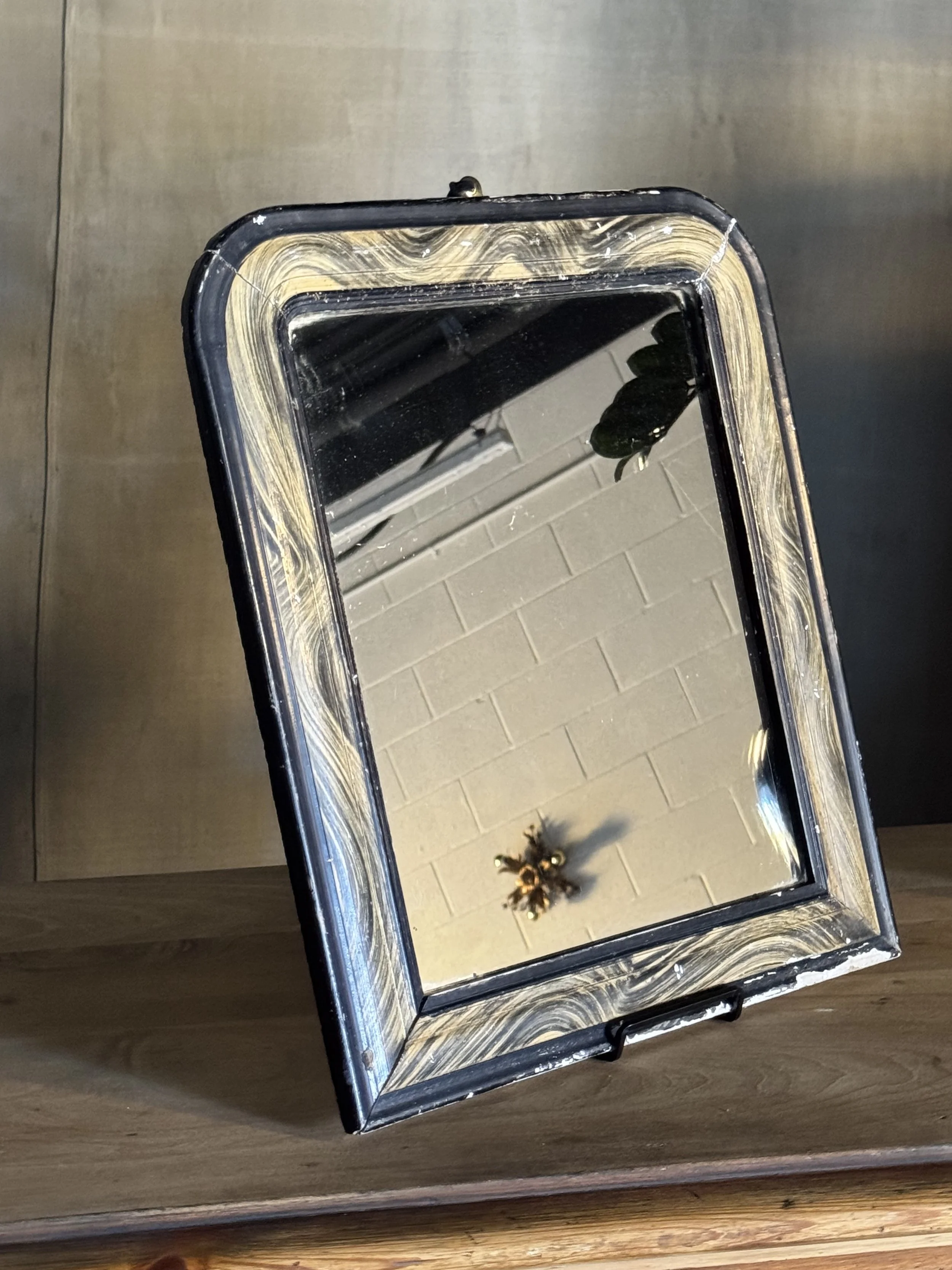 Antique French Ebonized Faux Bois Mirror | Circa 1900