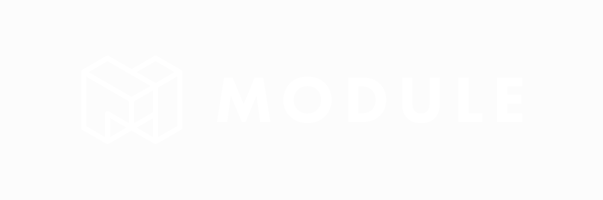 Black background with white geometric cube logo and the word 'MODULE' in bold white letters.