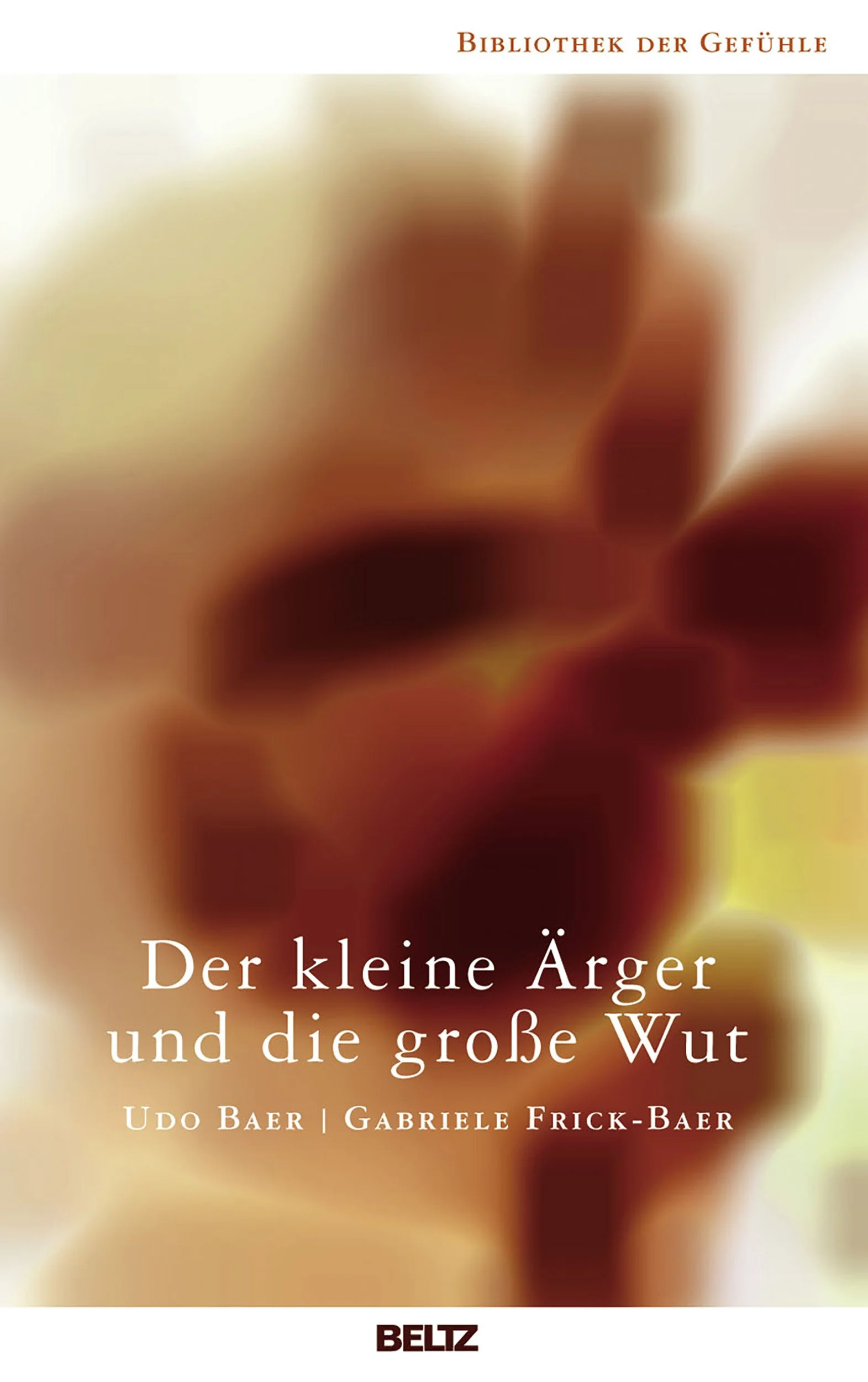Buchcover mit unscharfem, warmtonigem Foto eines menschlichen Gesichts. Titel: "Der kleine Ärger und die große Wut" von Udo Baer und Gabriele Frick-Baer, Verlag BELTZ.