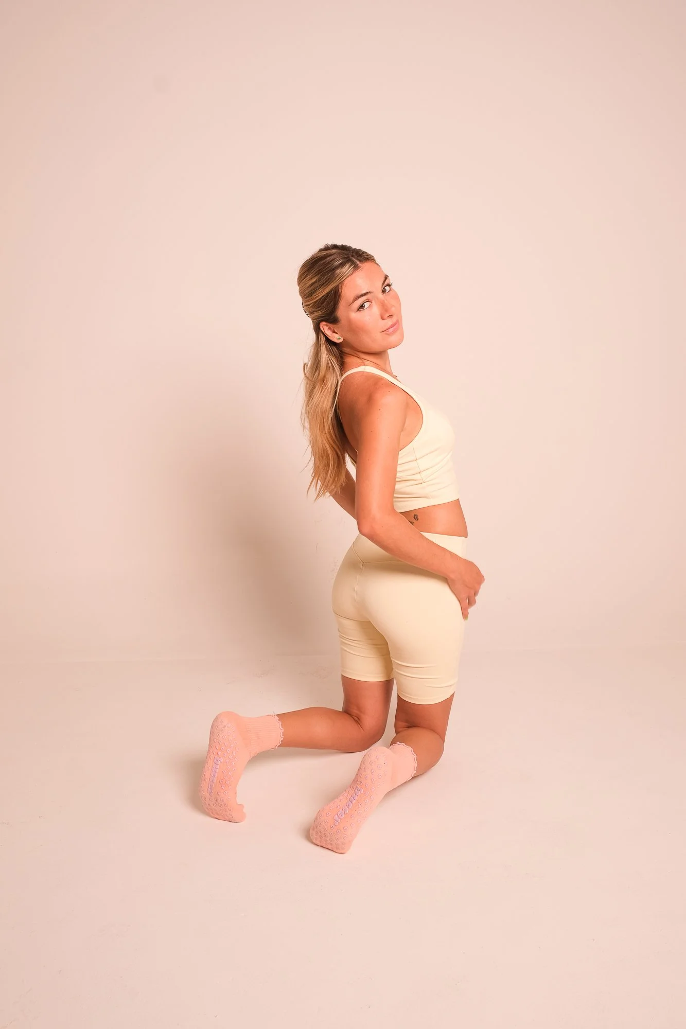 Non Slip Grip Socks - Peach