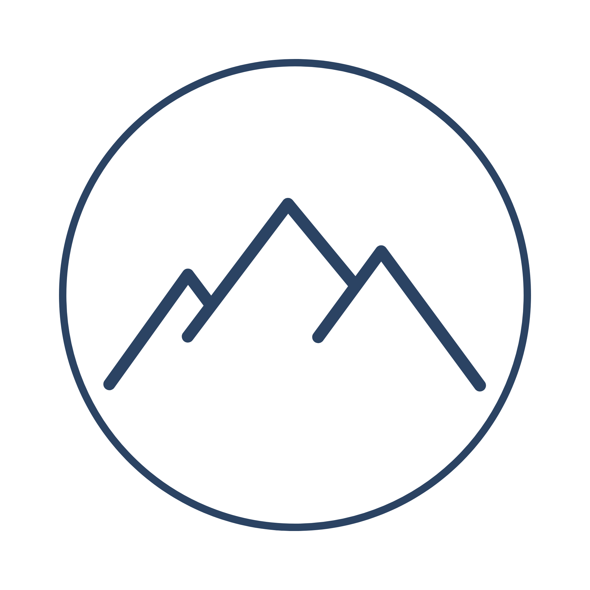 Line graph showing data trends over time with peaks and valleys, inside a circle, on a black background.