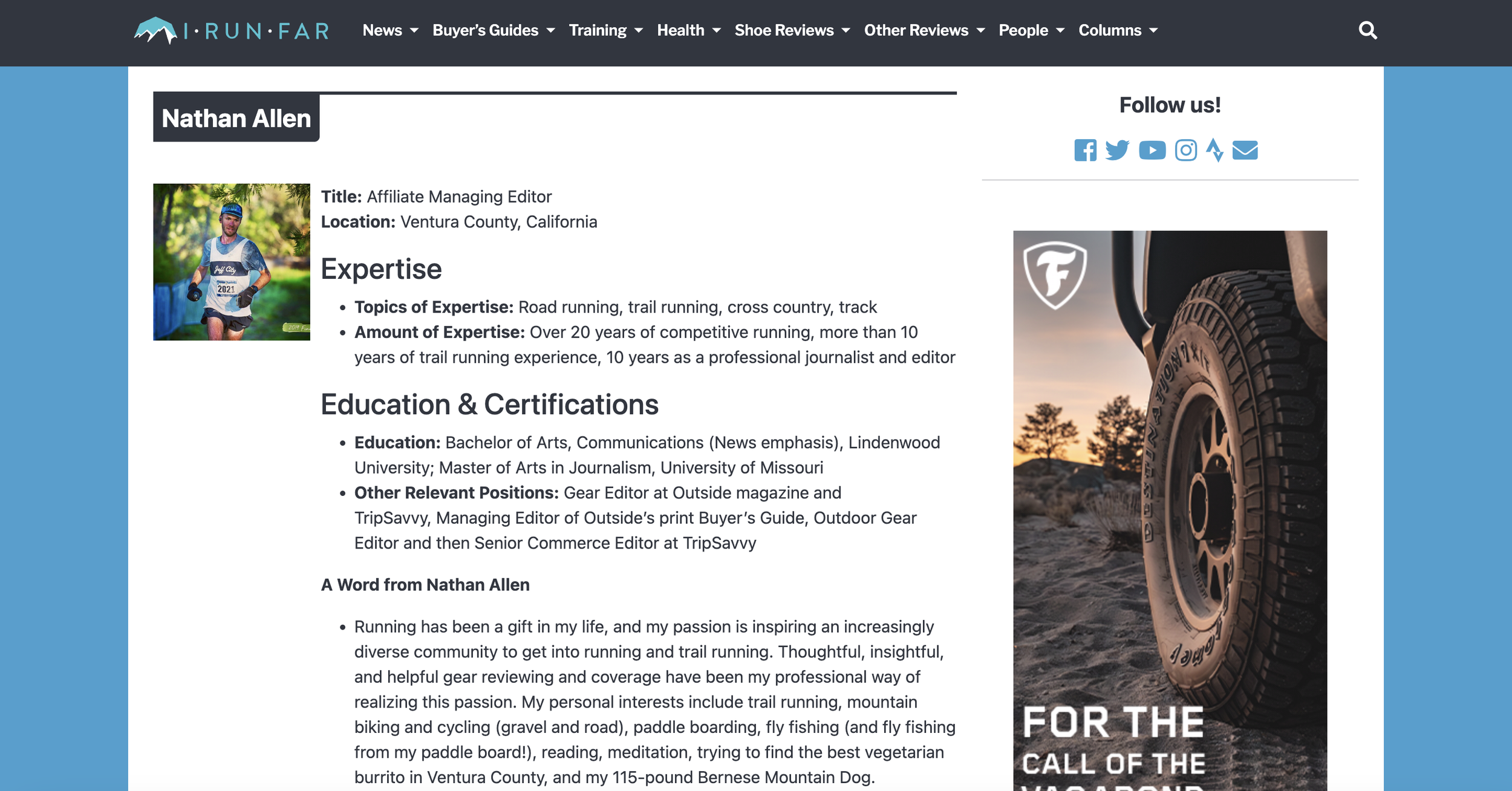 Nathan Allen iRunFar Bio Page