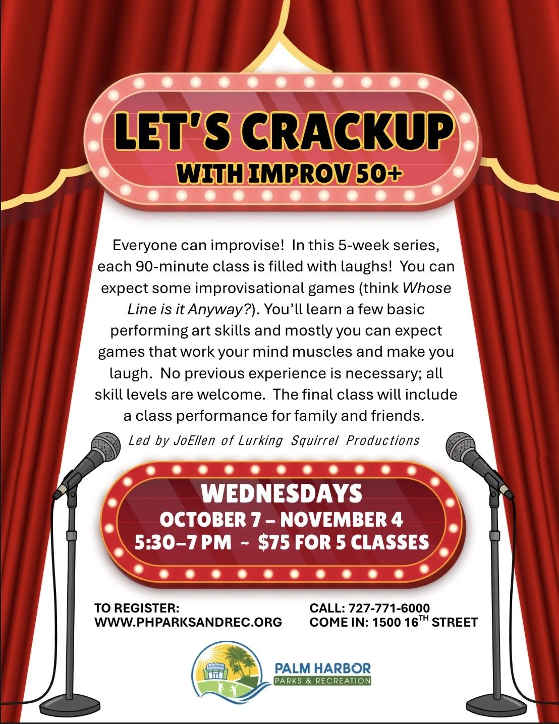 Let's Crack Up with Imrov 50+ at Palm Harbor Parks & Rec!!