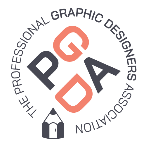 Logo for the Professional Graphic Designers Association featuring the letters 'G', 'P', 'D', and 'A' in a circular arrangement with a pencil icon.