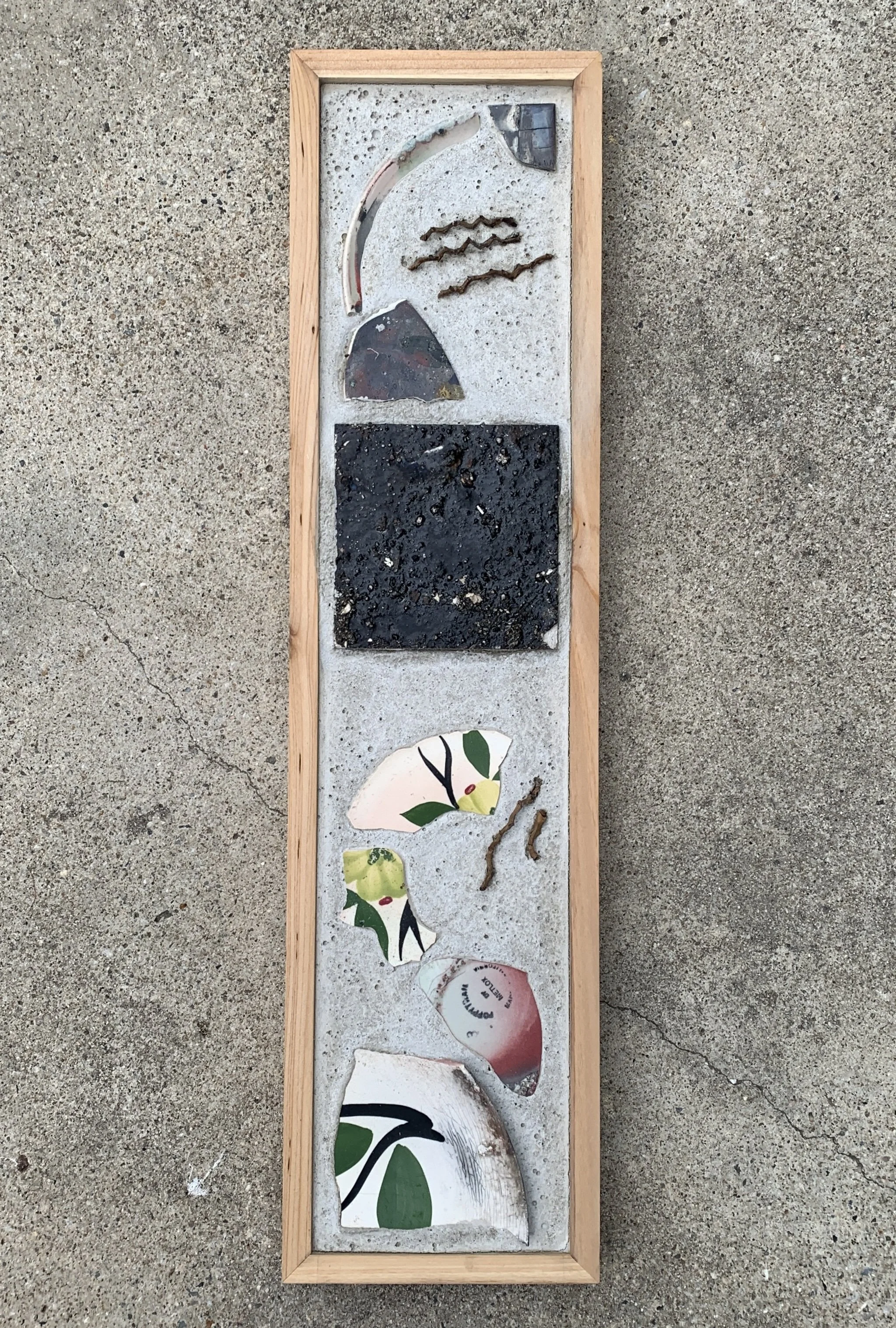 Family Heirlooms, 2025. Salvaged tile, ceramic shards, concrete, wood.