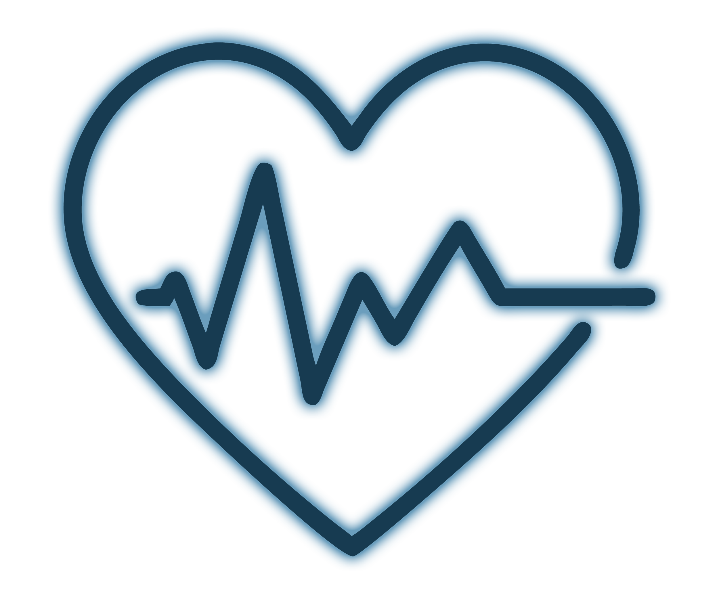 A stylized heart with a health monitor line running through it.
