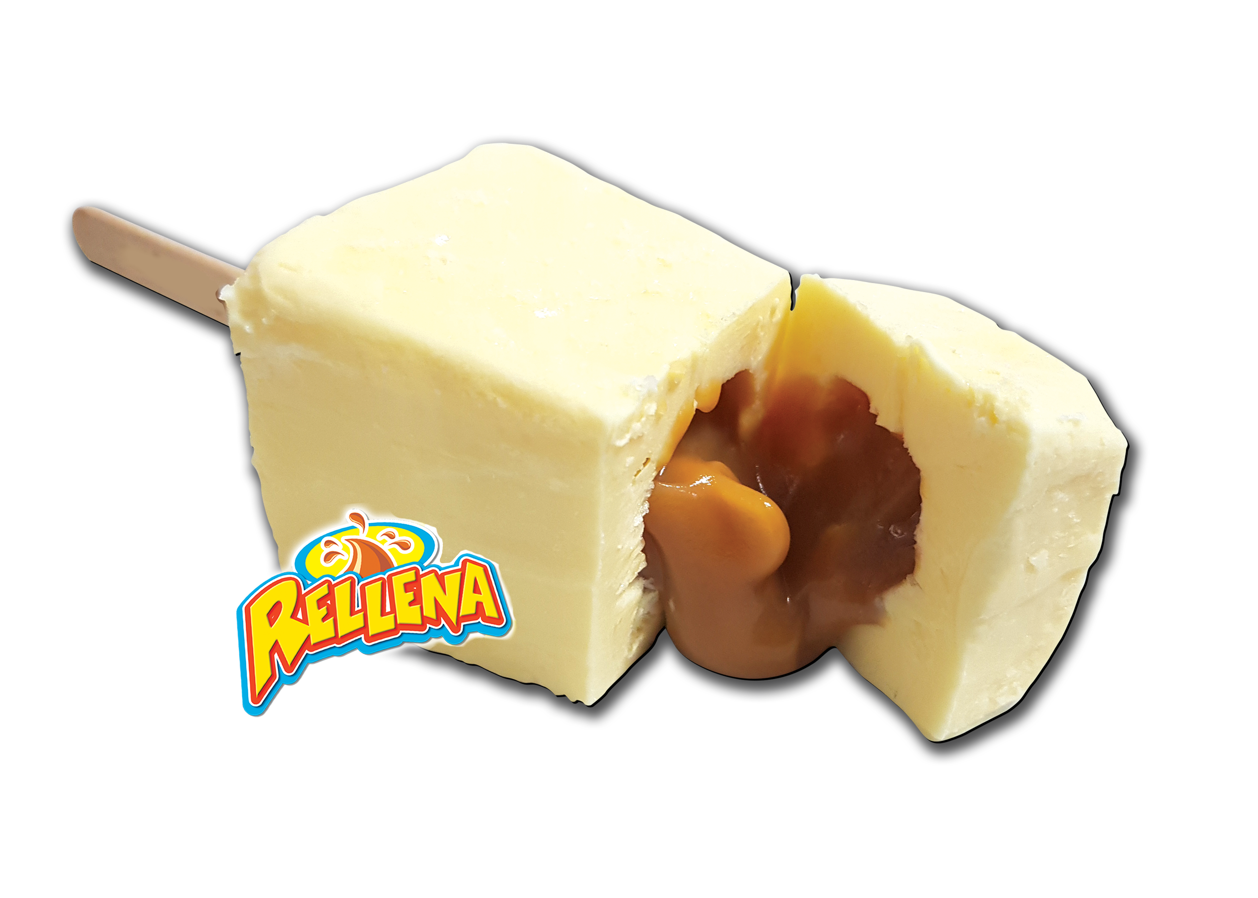 Deliciosa Paleta de Vainilla rellena de dulce de cajeta.