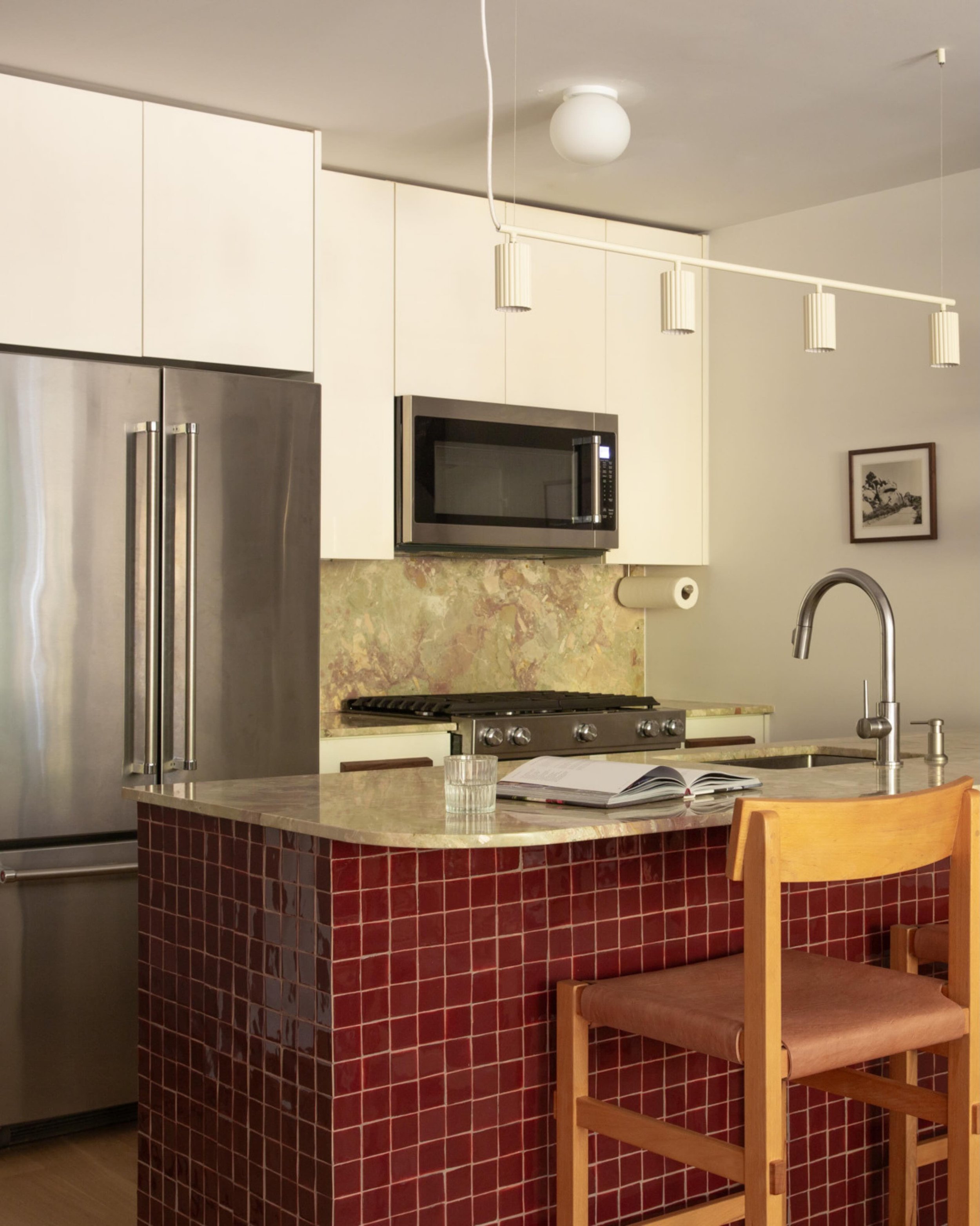 this is your sign to stop playing it safe with color in kitchens.⁠
⁠
somewhere between a luxury hotel and retro lounge pad, this apartment takes inspiration from my clients&rsquo; love of art, their travels and, of course, the design sensibilities of