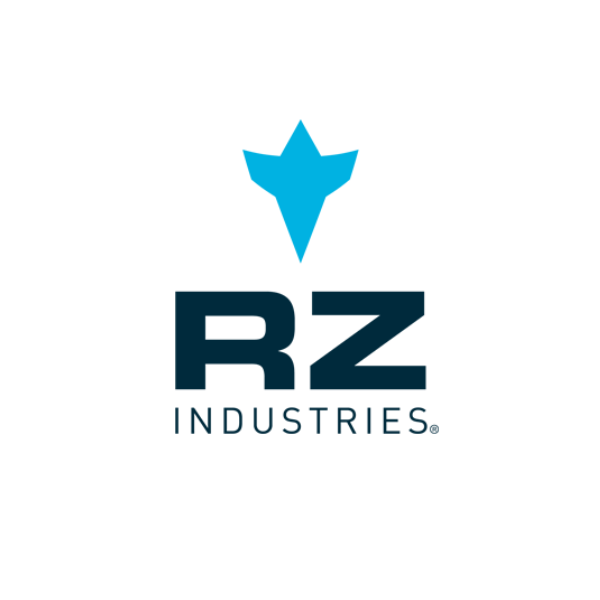 Logo for RZ Industries featuring a stylized blue animal head above the text 'RZ Industries'.