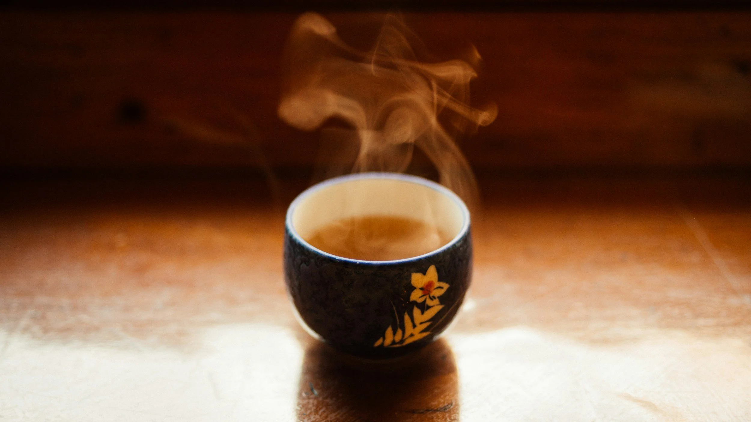 a cup of steaming tea, or ocha