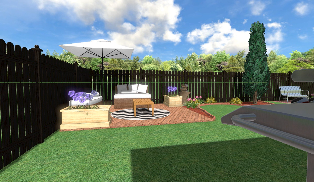 Back yard Rendering of sitting area