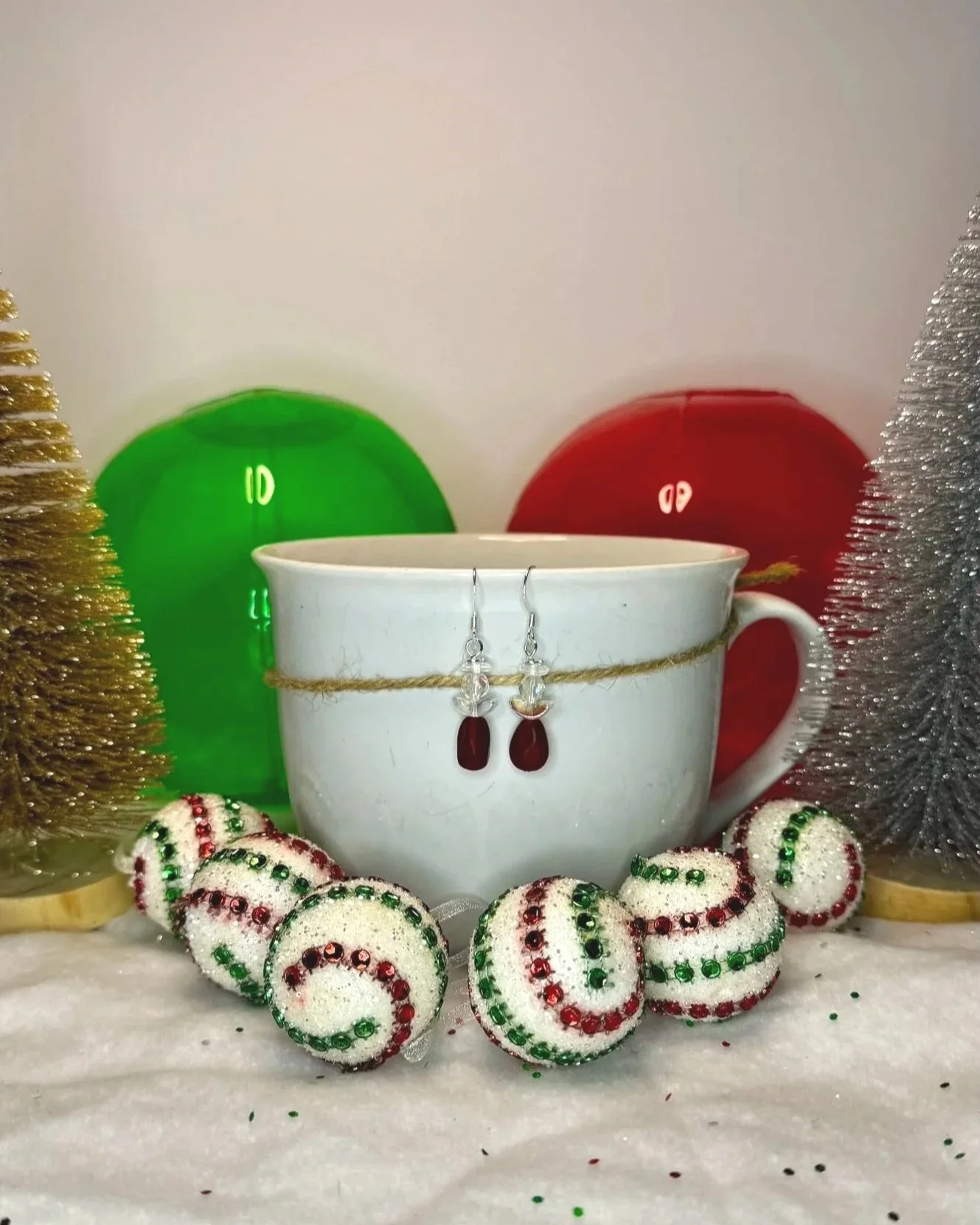 Czech Glass Christmas Angel Earrings – Matte Siam Red AB Teardrop, 1¾-Inch Holiday Dangles