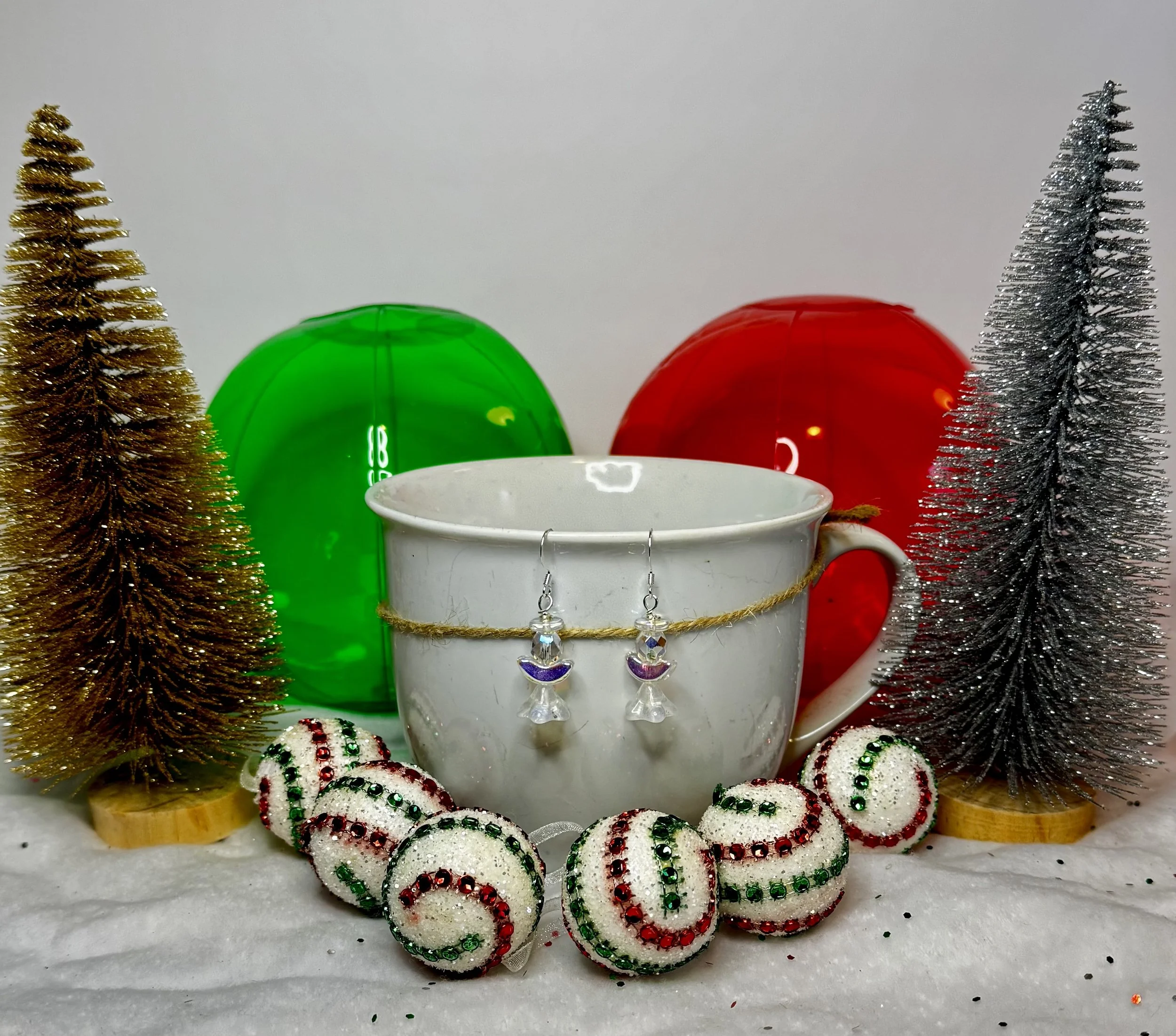 Czech Glass Christmas Angel Earrings – AB Glass, 2-Inch Holiday Dangles