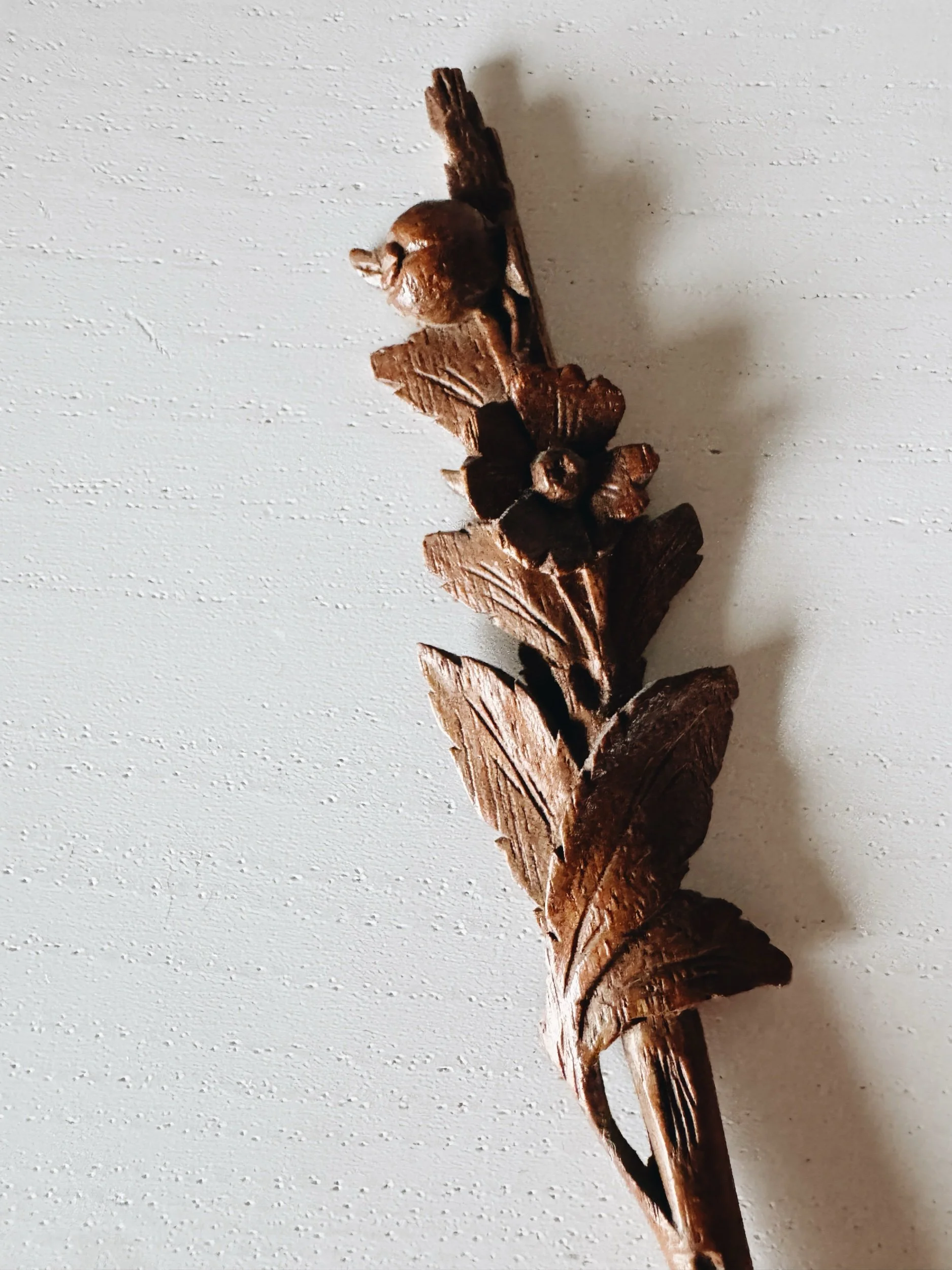 antique black forest hand carved wooden bear statue pen holder or vase