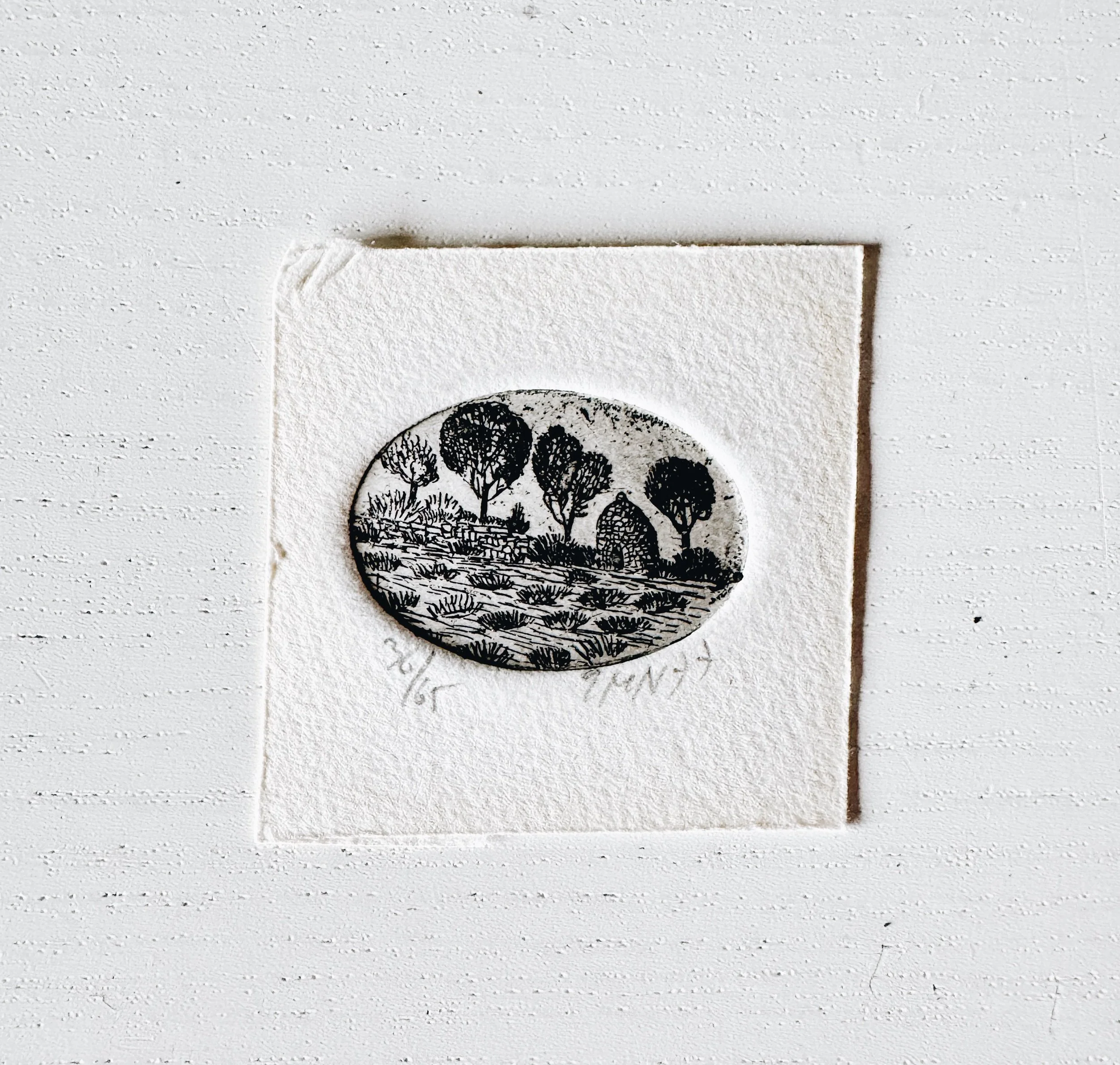 miniature etching lino print art work small art works