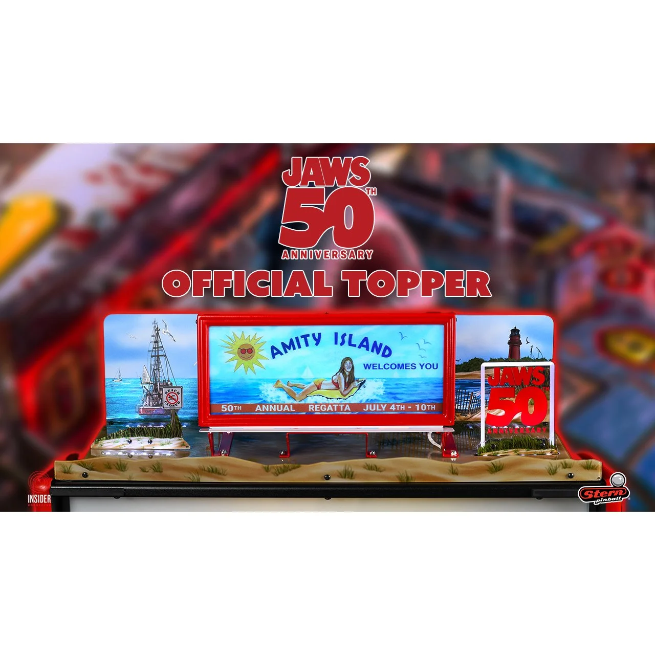 Jaws 50th Anniversary Pinball Topper (Rare) - Stern