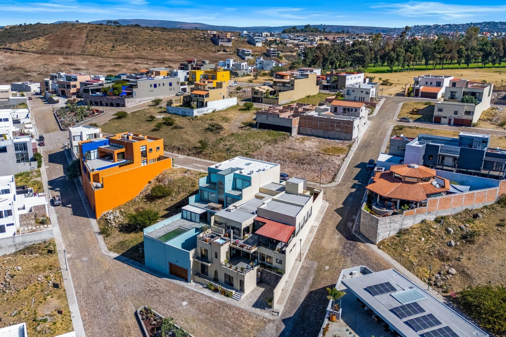 Aerial view of Malanquin Country Club homes and golf course in San Miguel de Allende